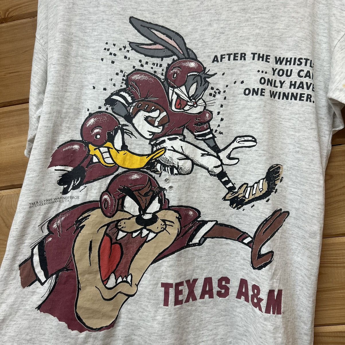 Vintage Vintage 90s Texas A&M Taz Looney Tunes Distressed T Shirt Size US L / EU 52-54 / 3 - 8 Thumbnail