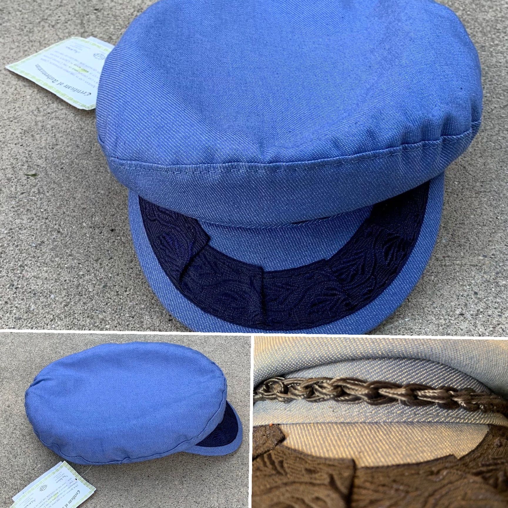 Denime Aegean Greek Fisherman’s Cap Denim Blue 100% Cotton 7 3/4 Made in Greece Navy Blue Mens Cap Size ONE SIZE - 3 Thumbnail