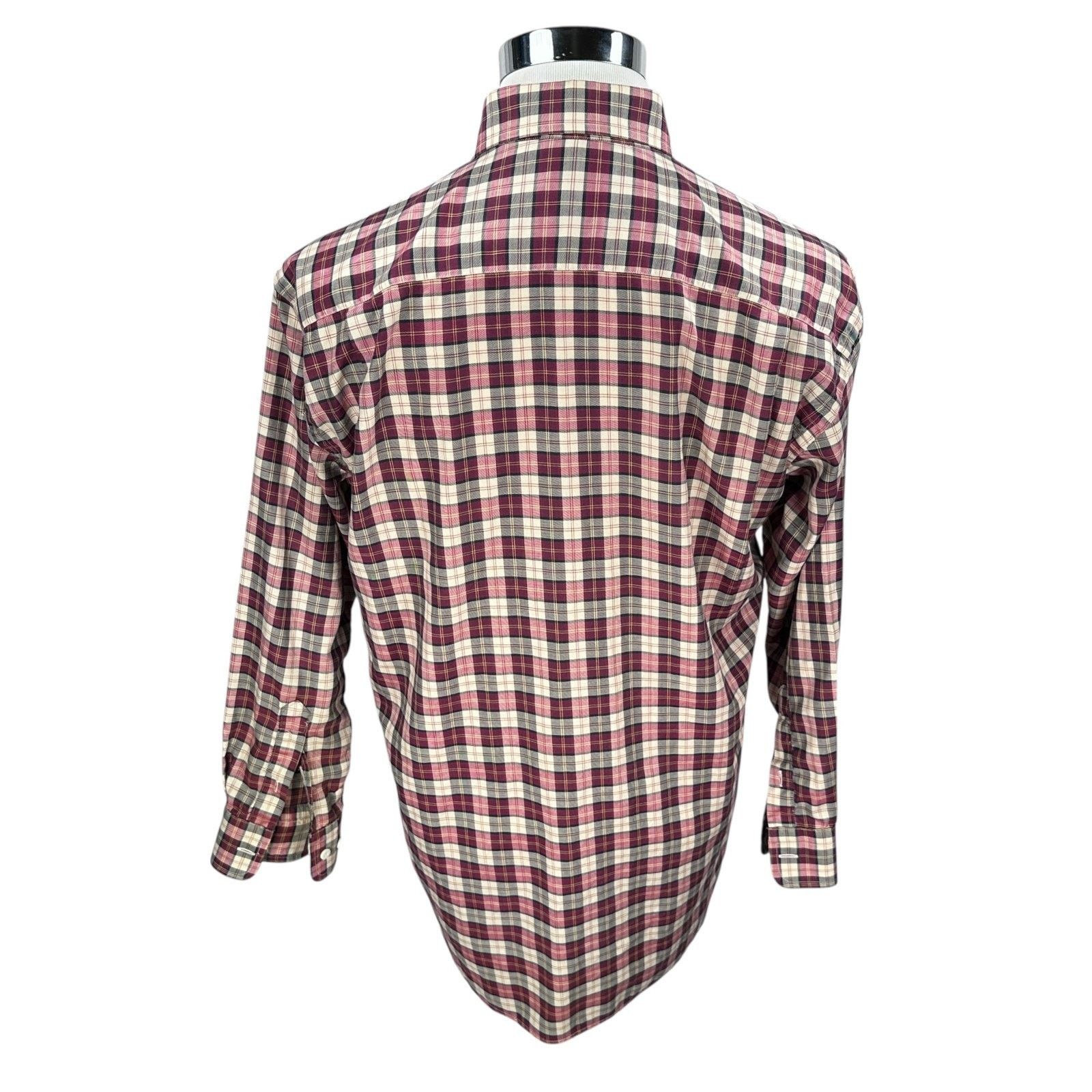 Brioni Brioni Shirt Mens Large Red Gray Beige Check Plaid Cotton Size US L / EU 52-54 / 3 - 5 Thumbnail