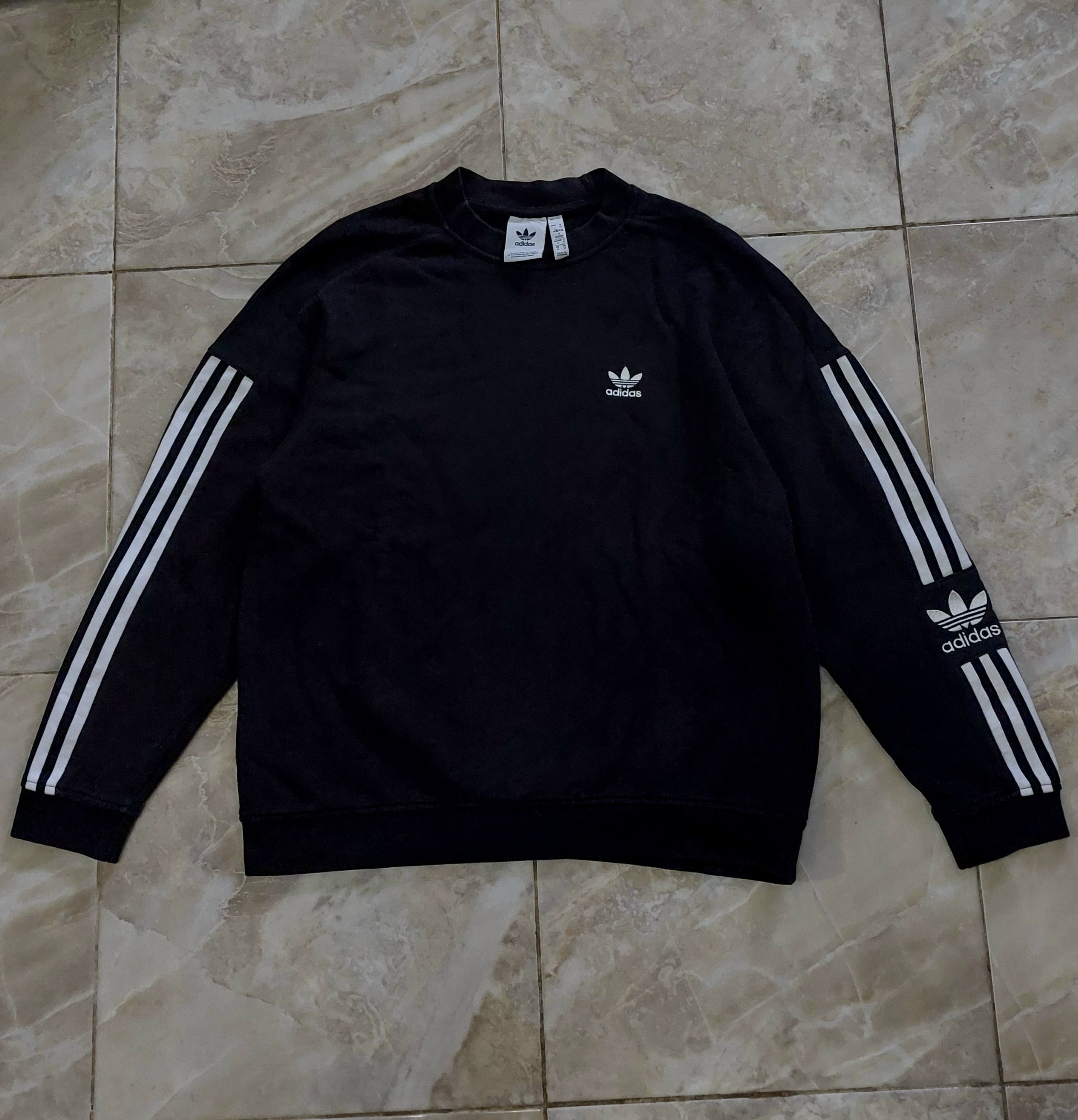 Adidas Crewneck Adidas Black Ringer 3 Stripes Size US XL / EU 56 / 4 - 1 Thumbnail