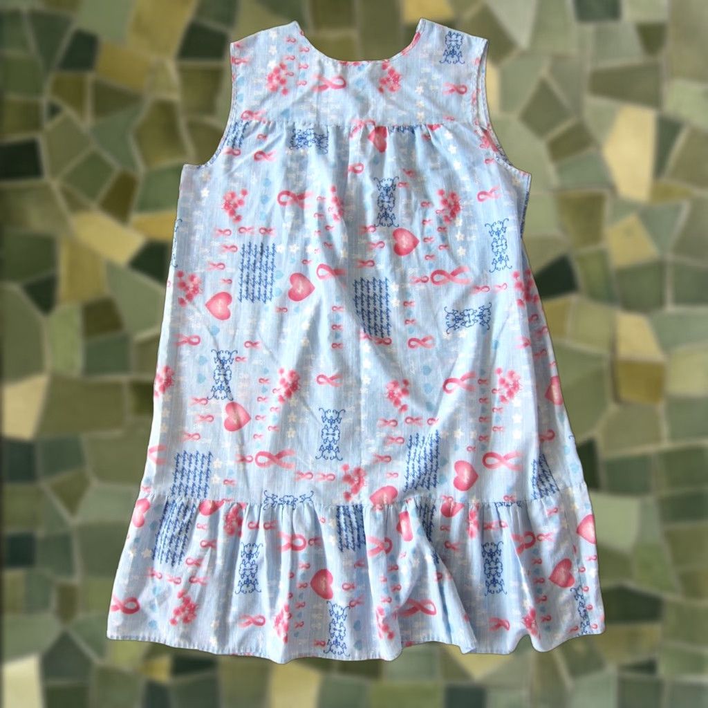 Vintage Anthony Richards Cotton Pink Blue Cancer Pink Ribbon Tank Dress Large Size L / US 10 / IT 46 - 1 Thumbnail