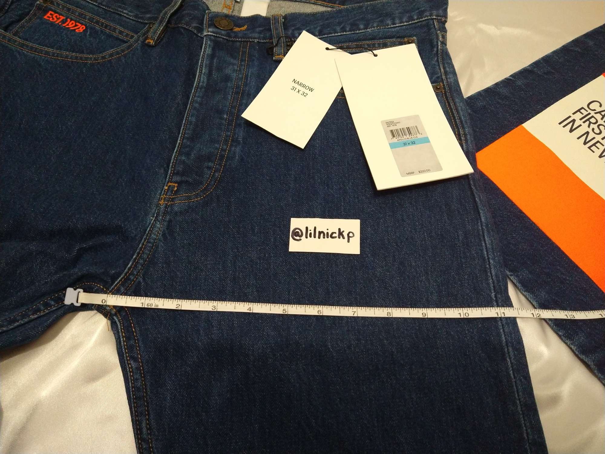 Calvin Klein 205W39NYC EST. 1978 Narrow Leg Apollo Blue Jeans Size US 31 - 8 Thumbnail