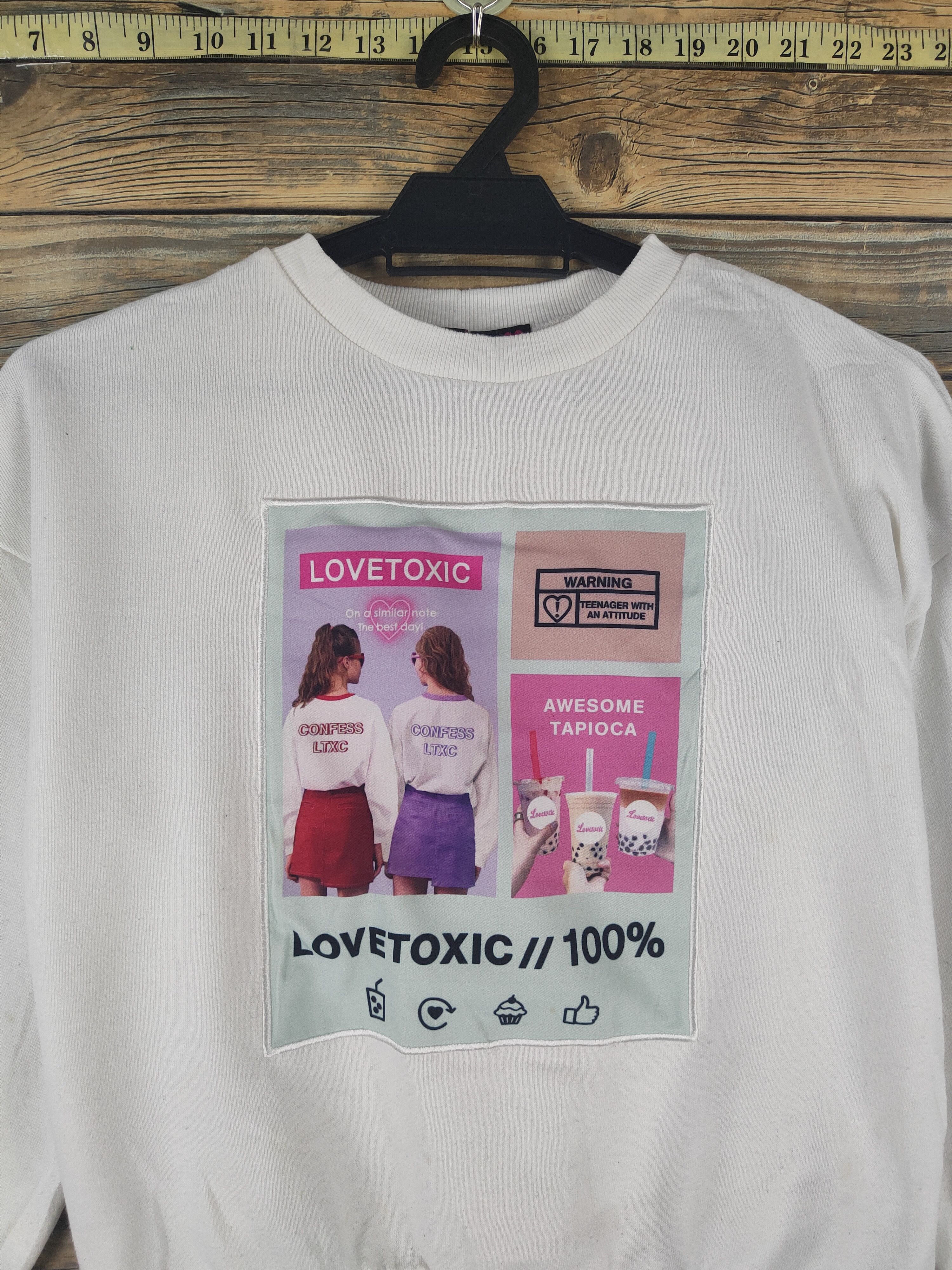 Japanese Brand × Vintage Vintage 💥 Lovetoxic White Sweatshirts Size S / US 4 / IT 40 - 3 Thumbnail