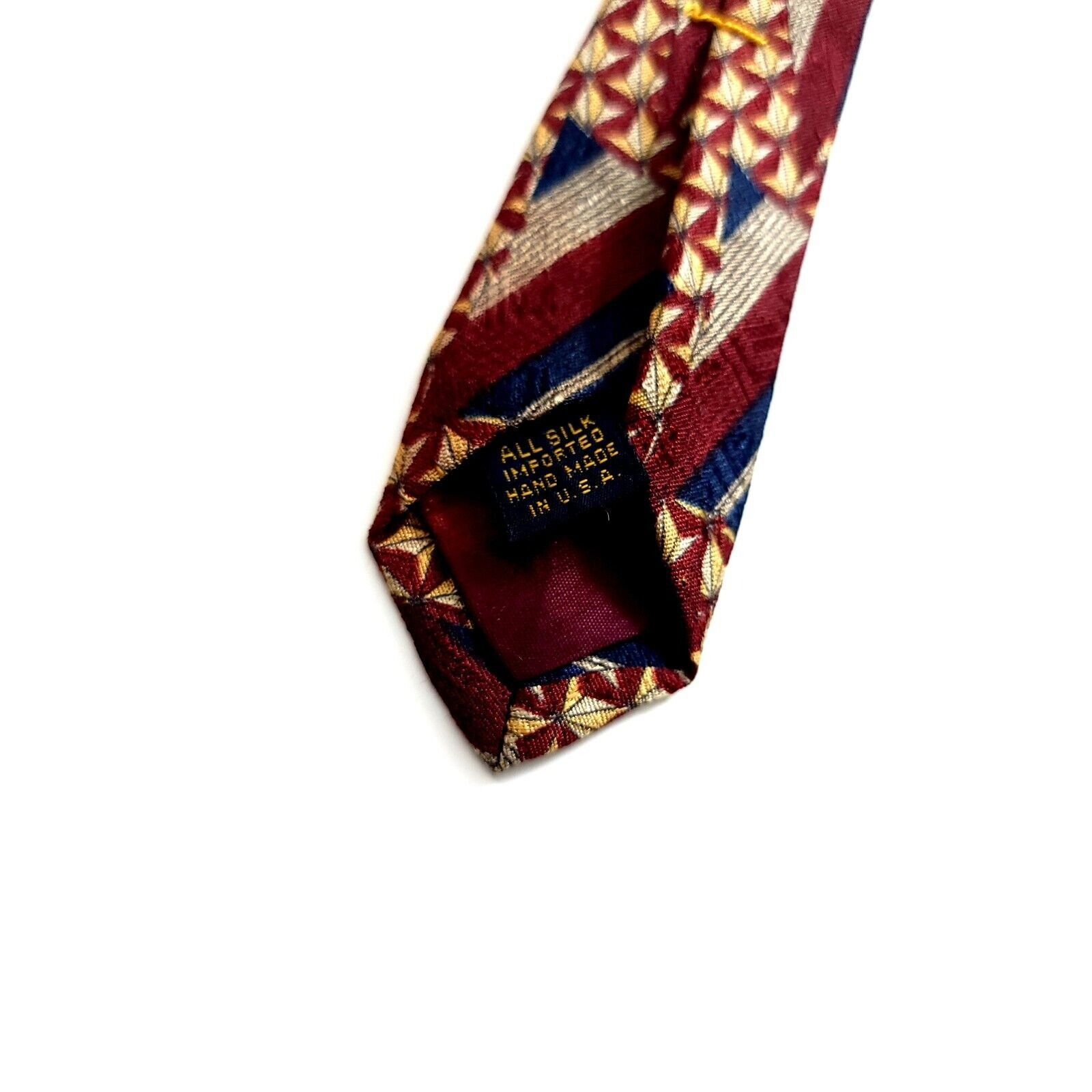 XMI Platinum XMI Red Blue Abstract Jacquard Print Wide Silk Tie Size ONE SIZE - 4 Thumbnail