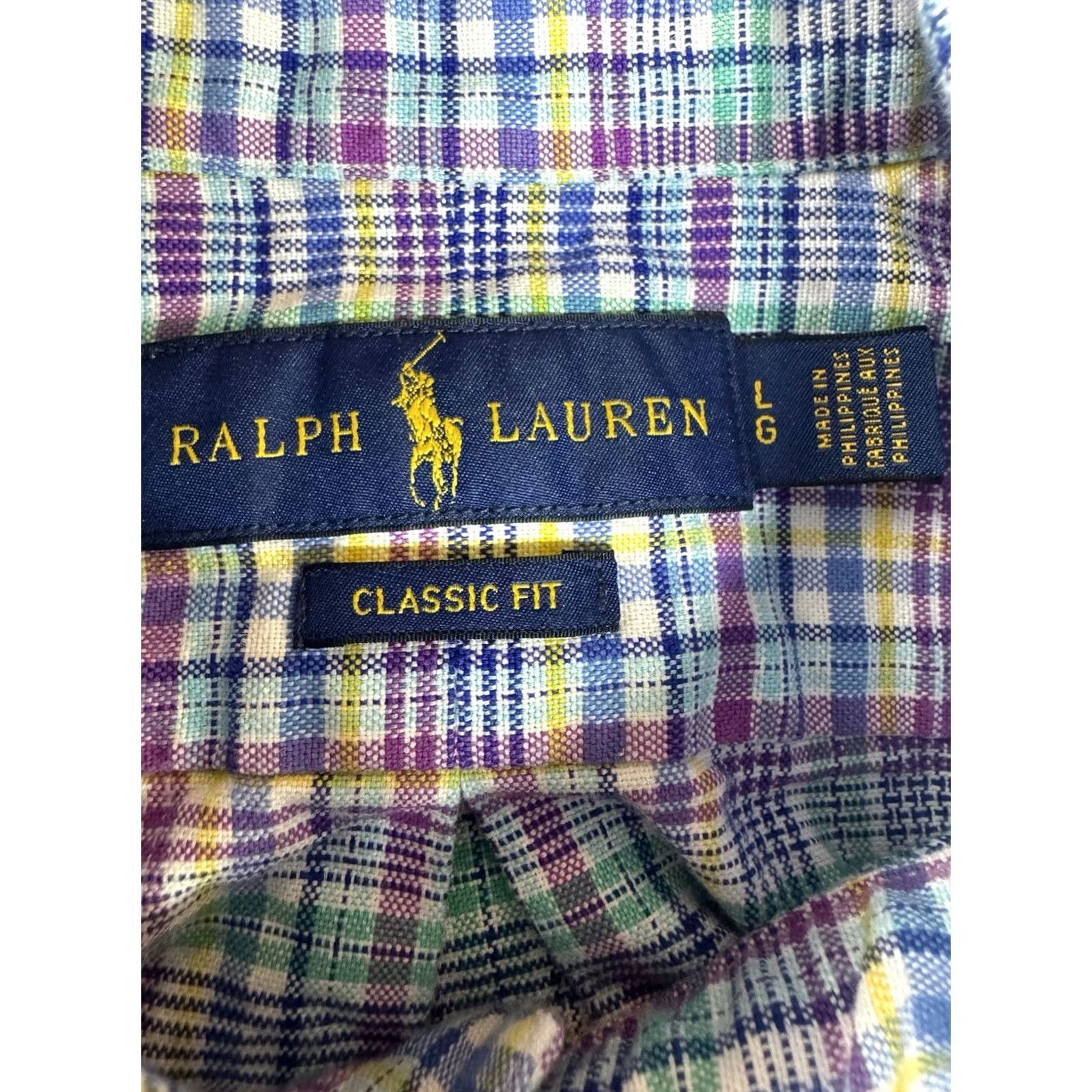 Ralph Lauren Ralph Lauren Mens Large Fit Button-Down Shirt Plaid Blue Multicolor Short Sleeve Casual Business Travel Preppy Size US L / EU 52-54 / 3 - 3 Thumbnail