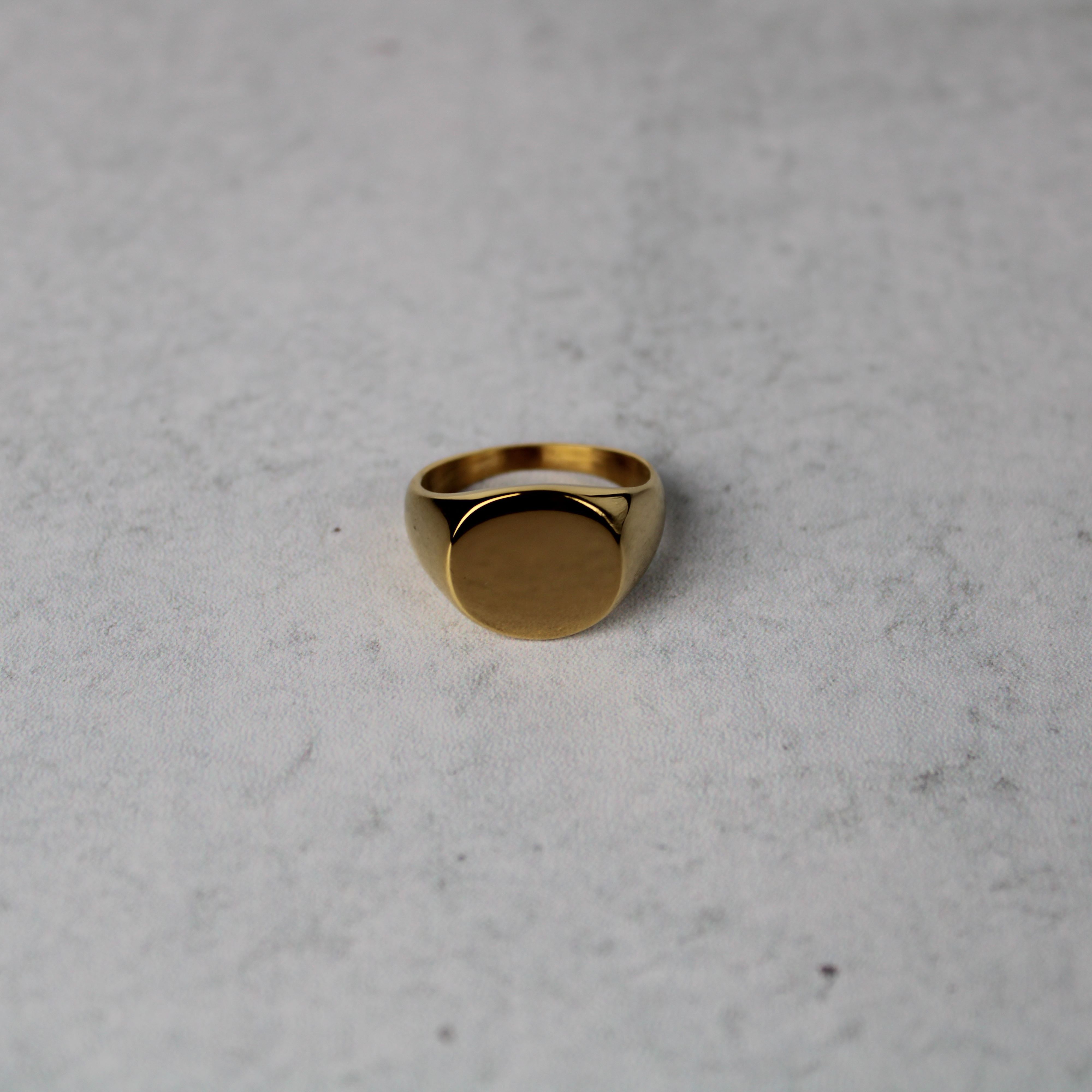 Jewelry Gold Horizontal Oval Signet Ring size 7-12 Size ONE SIZE - 3 Thumbnail