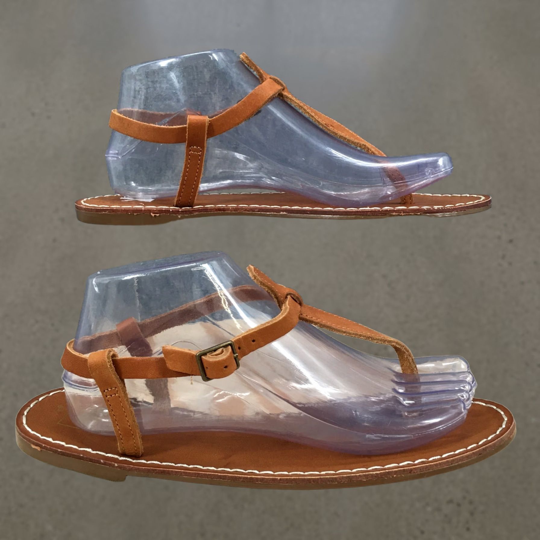 Gap GAP Sandals Womens 8.5 Natural T Strap Thong Brown Leather Buckle Casual Womens Size US 9 / IT 39 - 1 Thumbnail