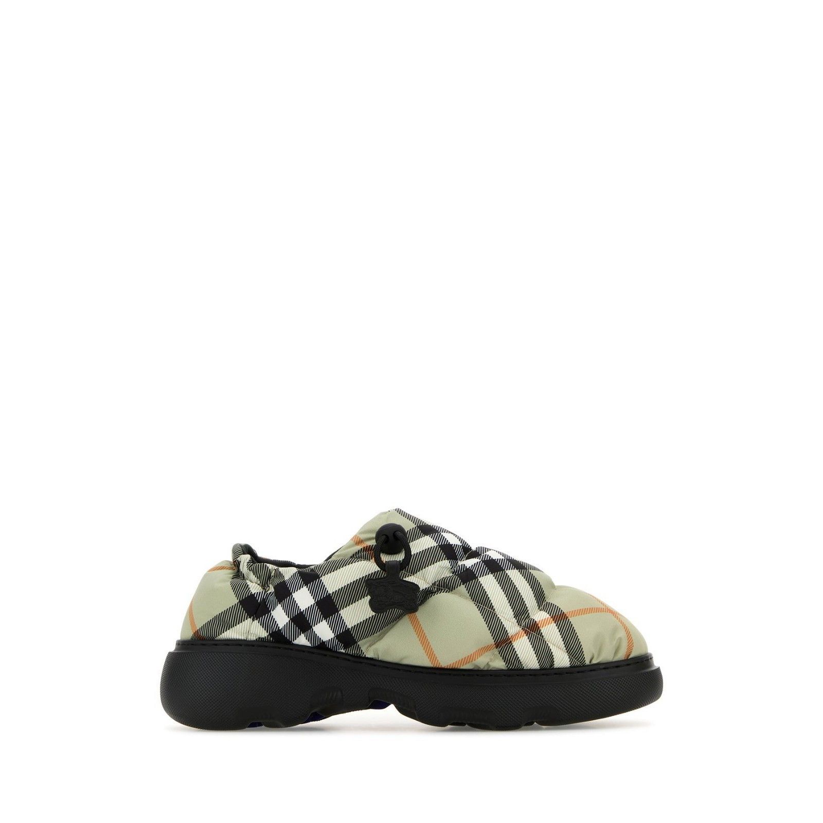 BURBERRY Pillow Check Puff Brown Fabric Slip Ons New & Authe