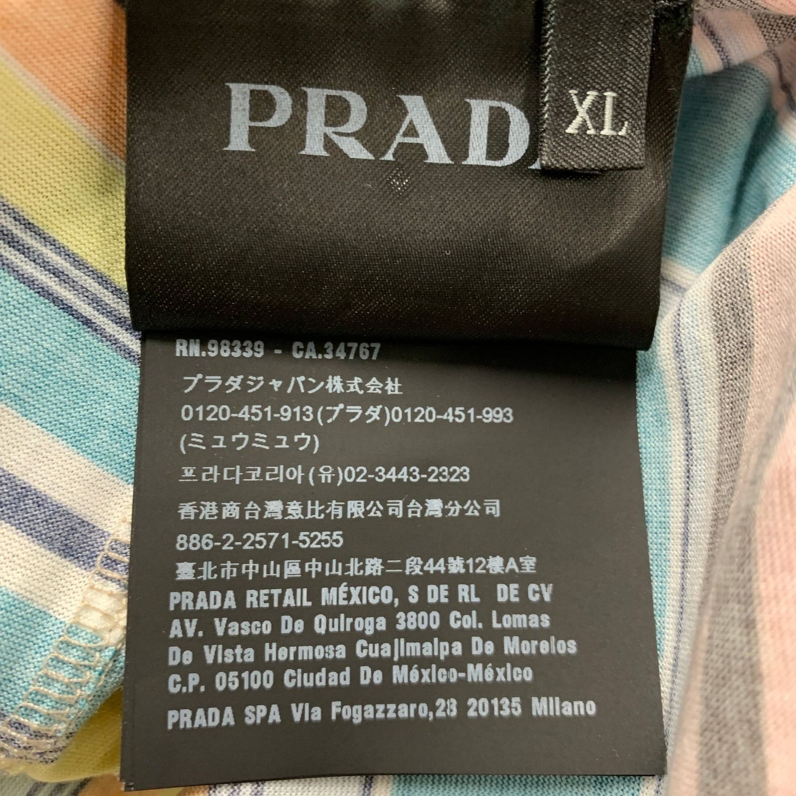 Prada PRADA XL Black Multi-Color Stripe Cotton Crew Neck T-shirt Size US XL / EU 56 / 4 - 7 Thumbnail