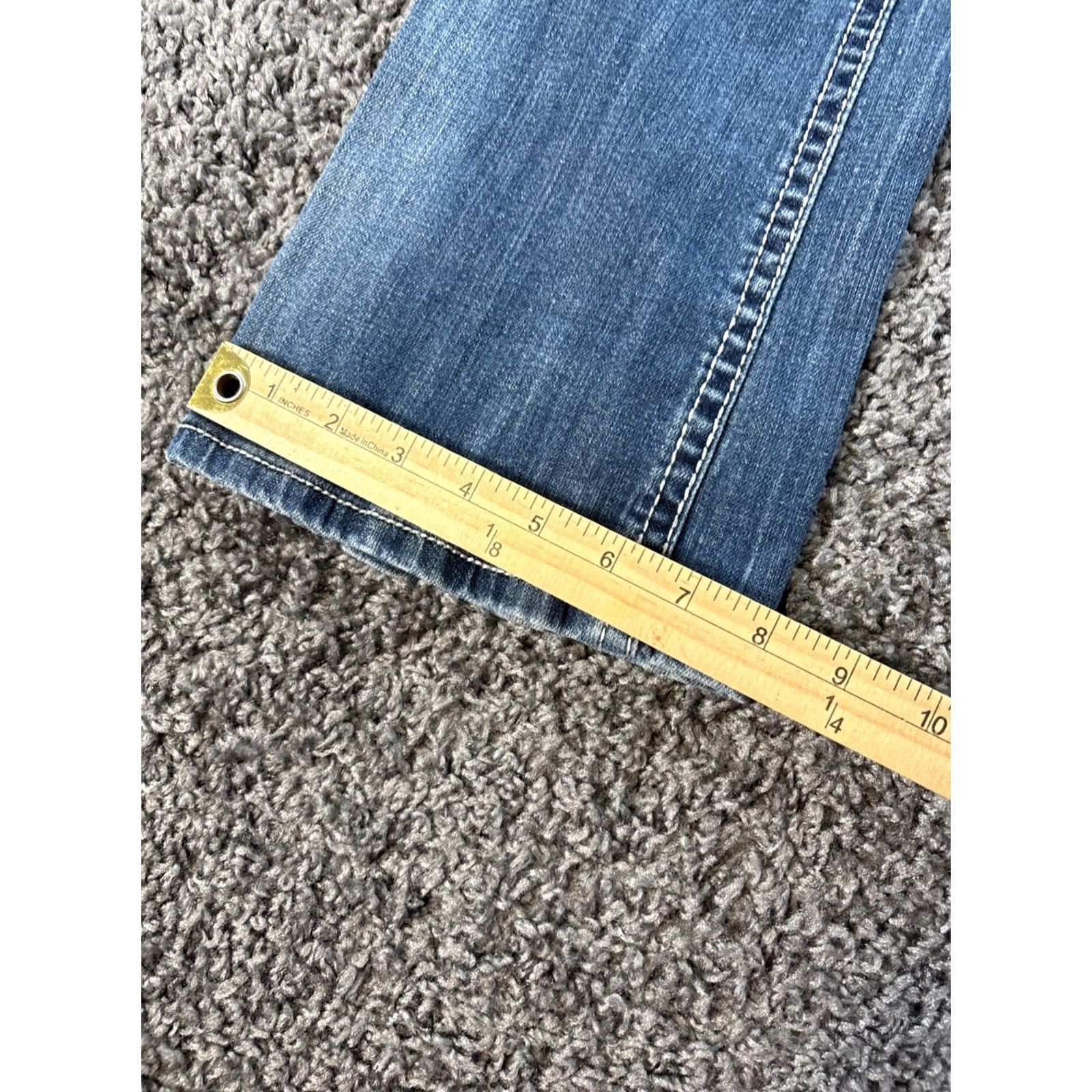 Grace in LA Grace in LA Jeans Bootcut Women's 28x32 Denim Low Rise Embroidered Rhinestone Studded Biker Rock denim blue Regular Girls? Size 28" / US 6 / IT 42 - 5 Thumbnail