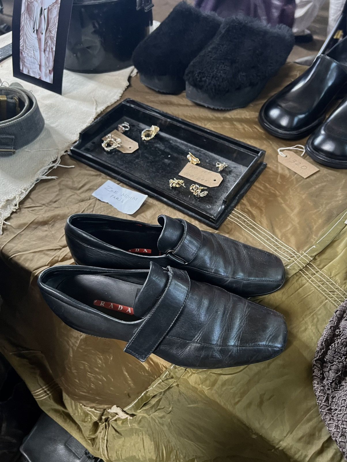 Prada Sport Square-Toe Leather Velcro Shoes PRADA square toe