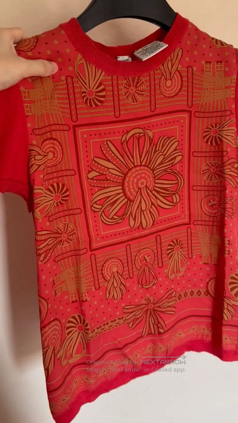 Hermes Silk Blouse Short Sleeve Orange Red