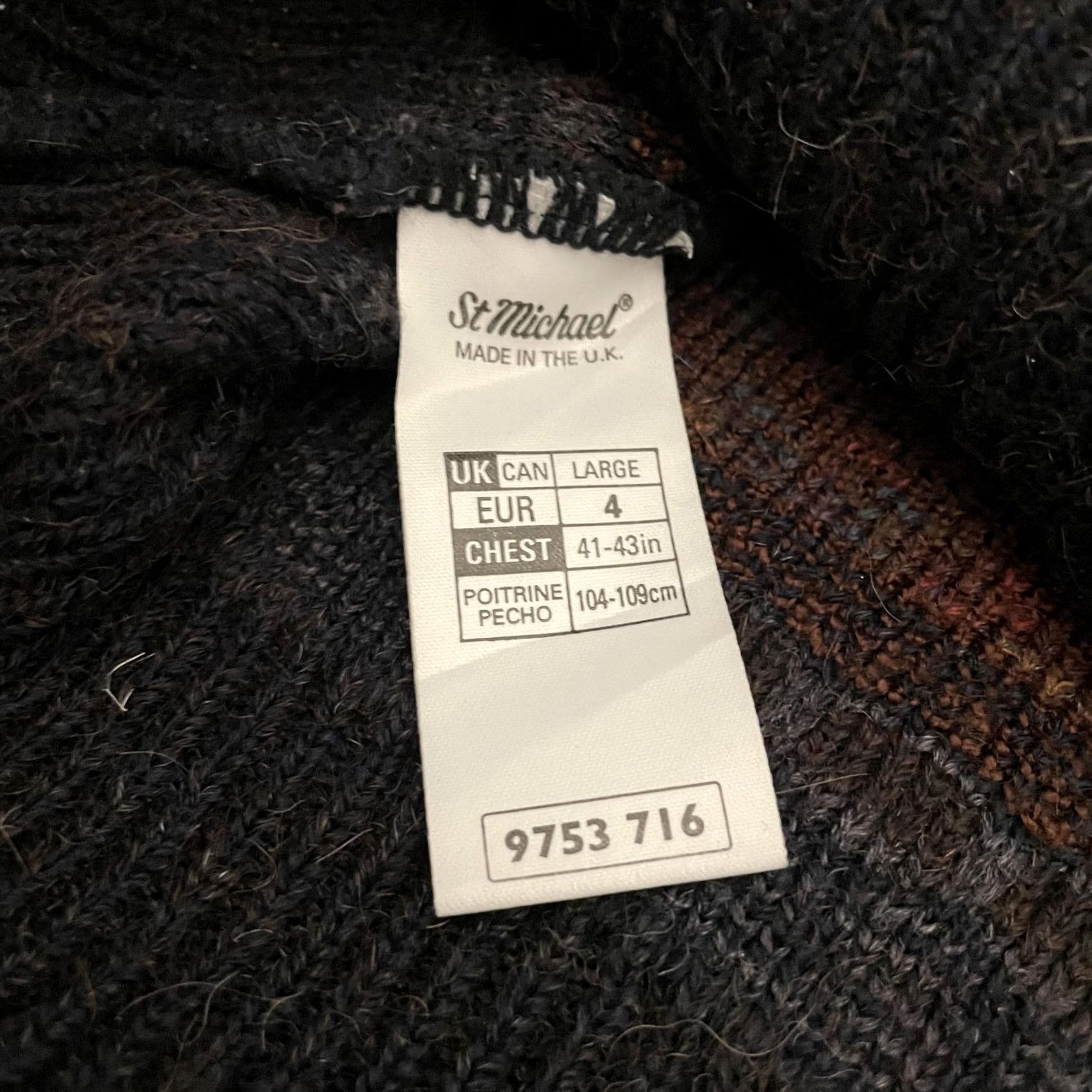 Marks & Spencer VINTAGE St Michael from Marks & Spencer Sweater Mens Large Navy Multi Knit Crew Neck 90s M&S UK Makers" Size US L / EU 52-54 / 3 - 6 Thumbnail