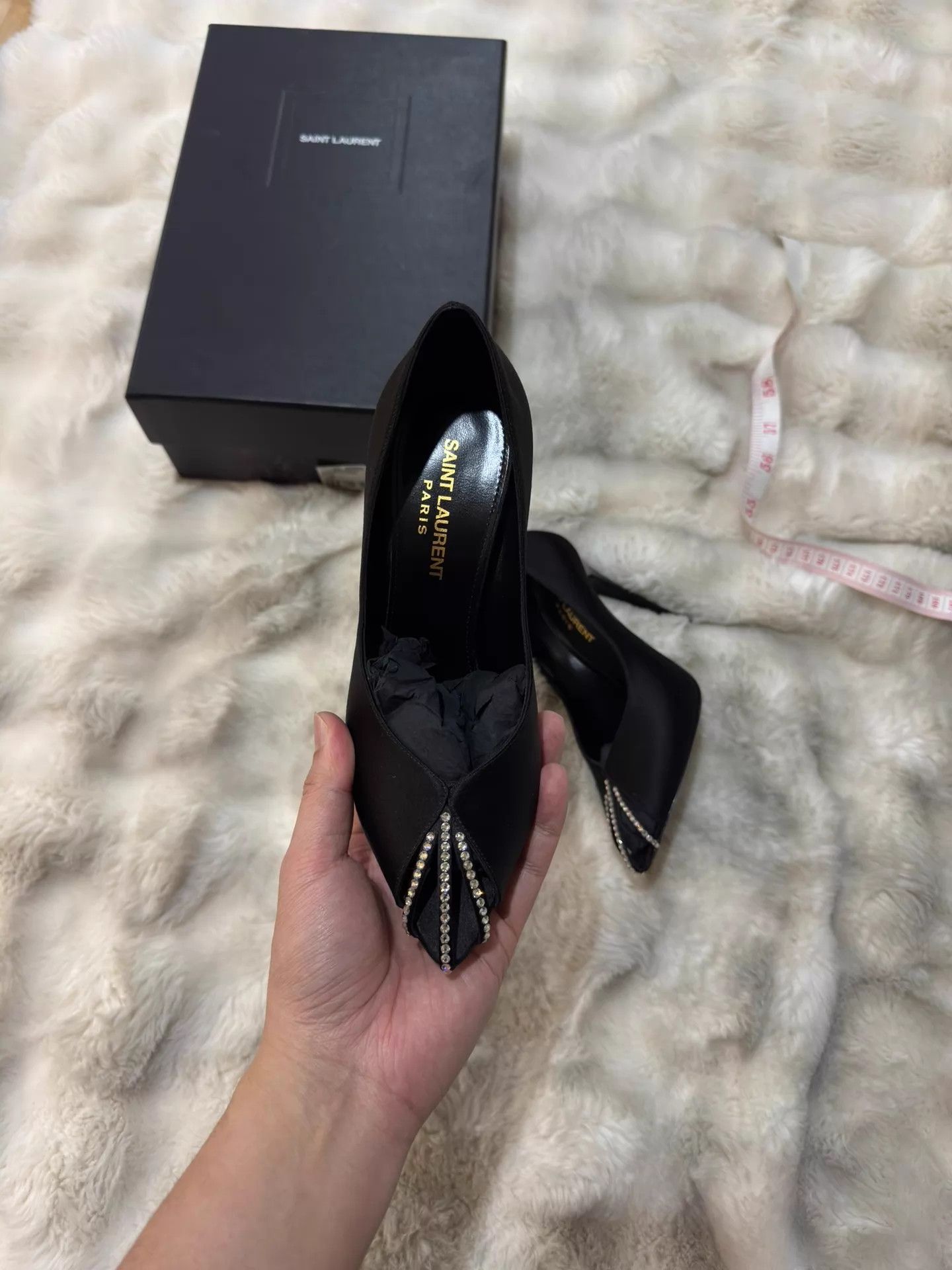 Saint Laurent Paris YSL Crystal Satin Runway Heels 36 99New Size US 5.5 / IT 35.5 - 9 Thumbnail