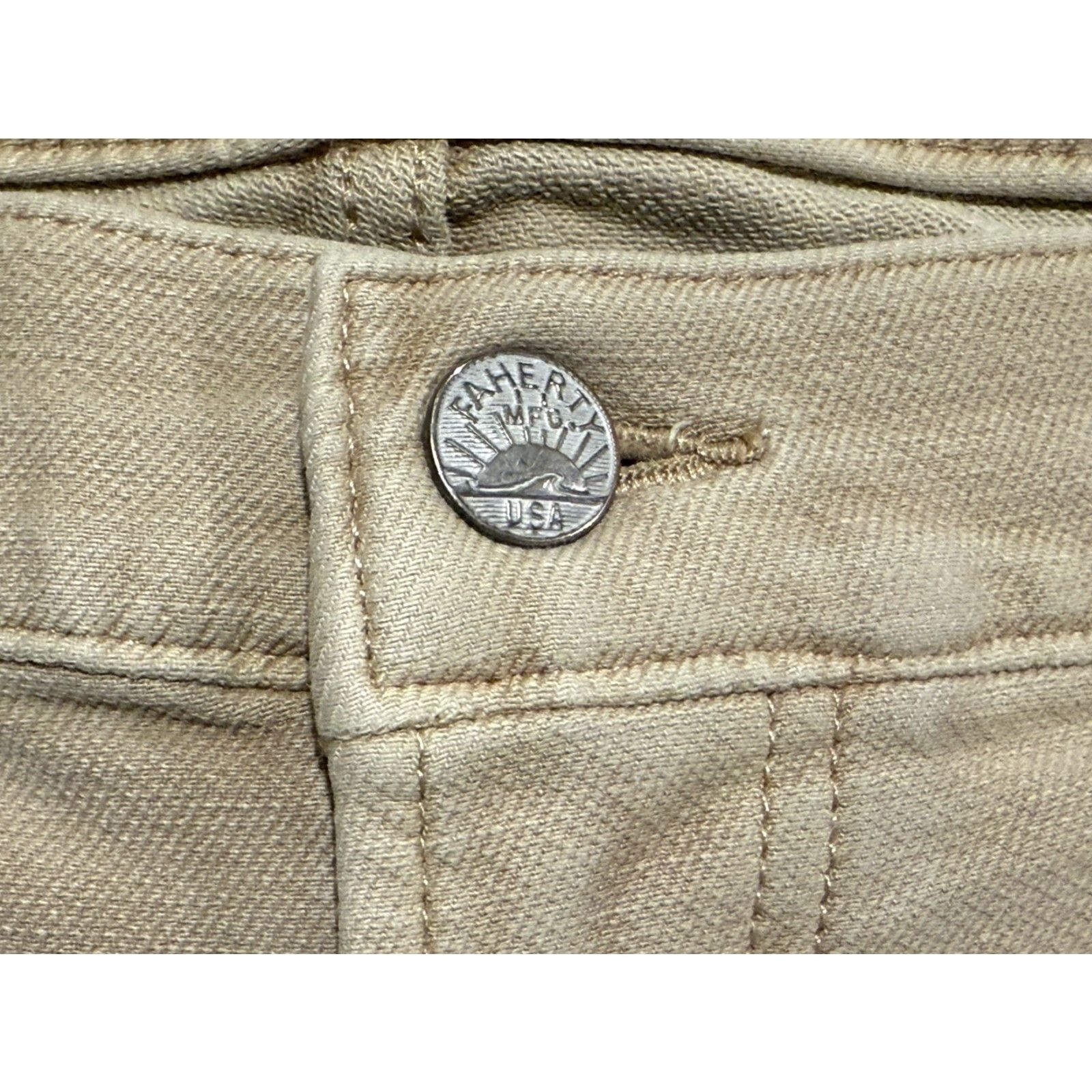 Faherty Faherty Pants 40 Slim Mid Cotton Blend Stretch 5 Pocket Desert Khaki Jeans Chino Straight Leg Men 40x31 Size US 40 / EU 56 - 4 Thumbnail