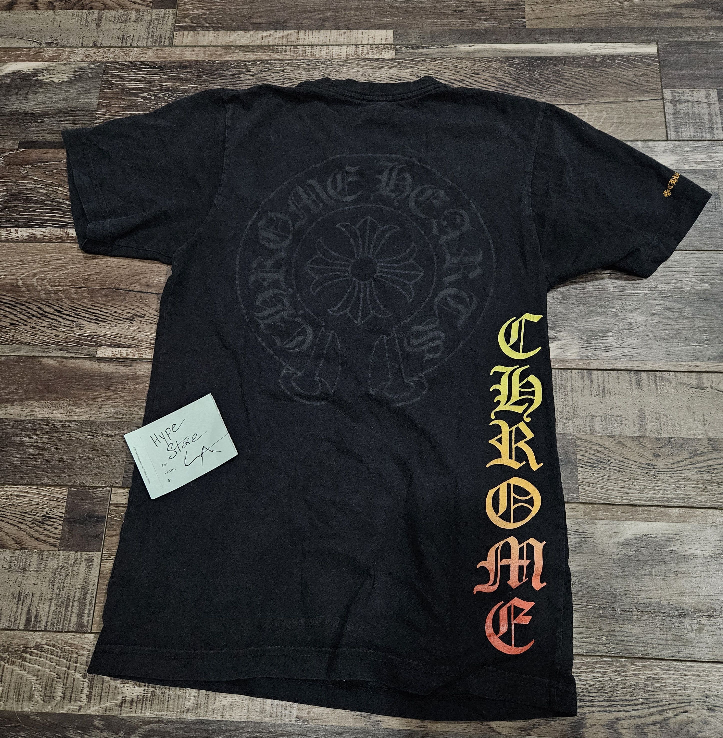 image of Chrome Hearts Gradient Yellow Orange Pocket Tee Size Xs in Black, Men's