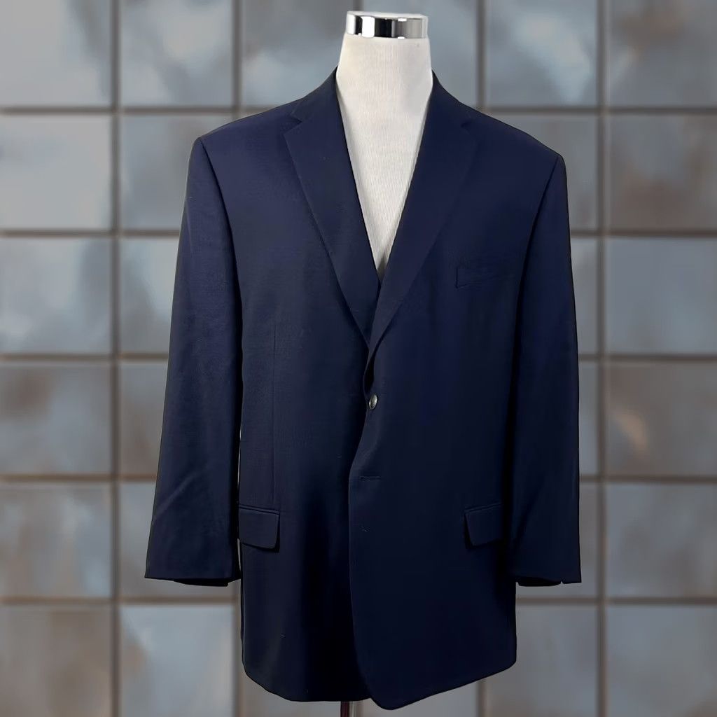 Joseph Abboud Joseph Abboud Blazer 52R Executive Fit Wool Navy Two-Button Notch Lapel Vented Reda Blue Wool Mens Blazer 52R Regular Jacket Size 52R - 1 Thumbnail