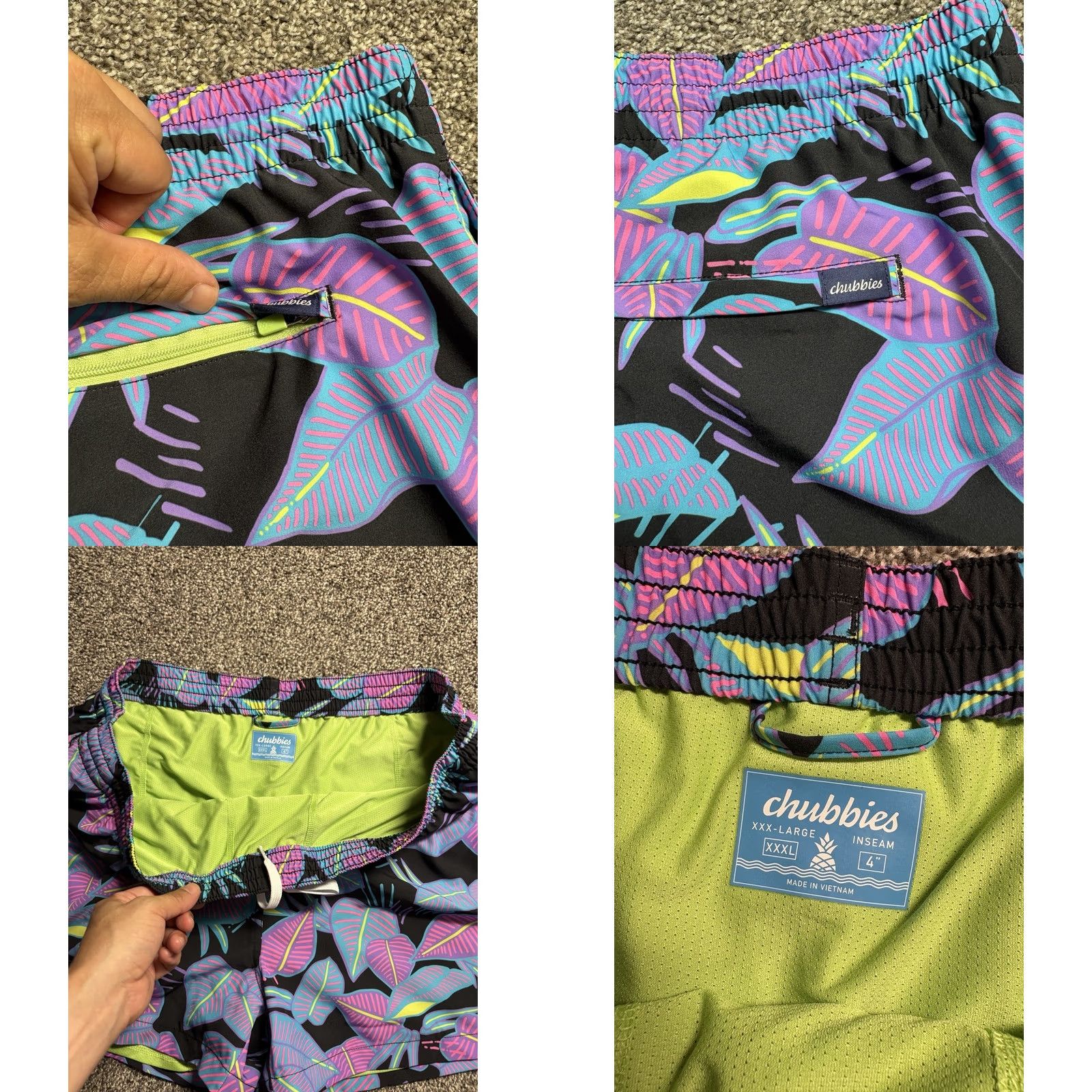 Chubbies Chubbies Shorts Mens 3XL Floral 4” Inseam Lined Drawstring Beach Tropical Size US 39 - 8 Thumbnail