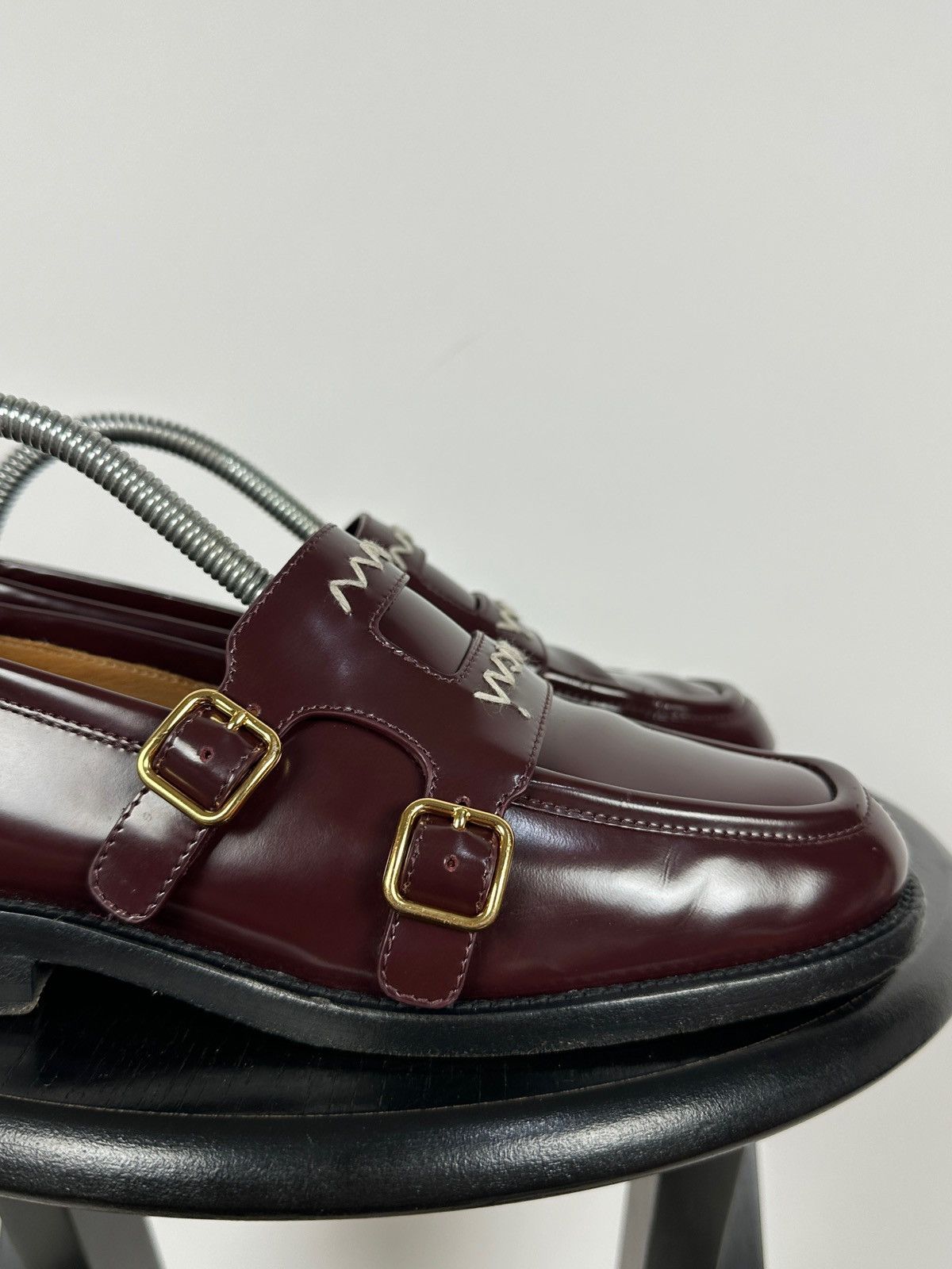 Marni Marni Bambi 3.0 Burgundy Leather Double Monk Strap Loafers Size US 8 / IT 38 - 16 Thumbnail