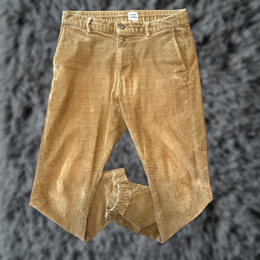 Flint And Tinder Flint And Tinder Pants Mens 34x30 Brown Corduroy Slim Straight Casual Elastic Size US 33 - 1 Thumbnail