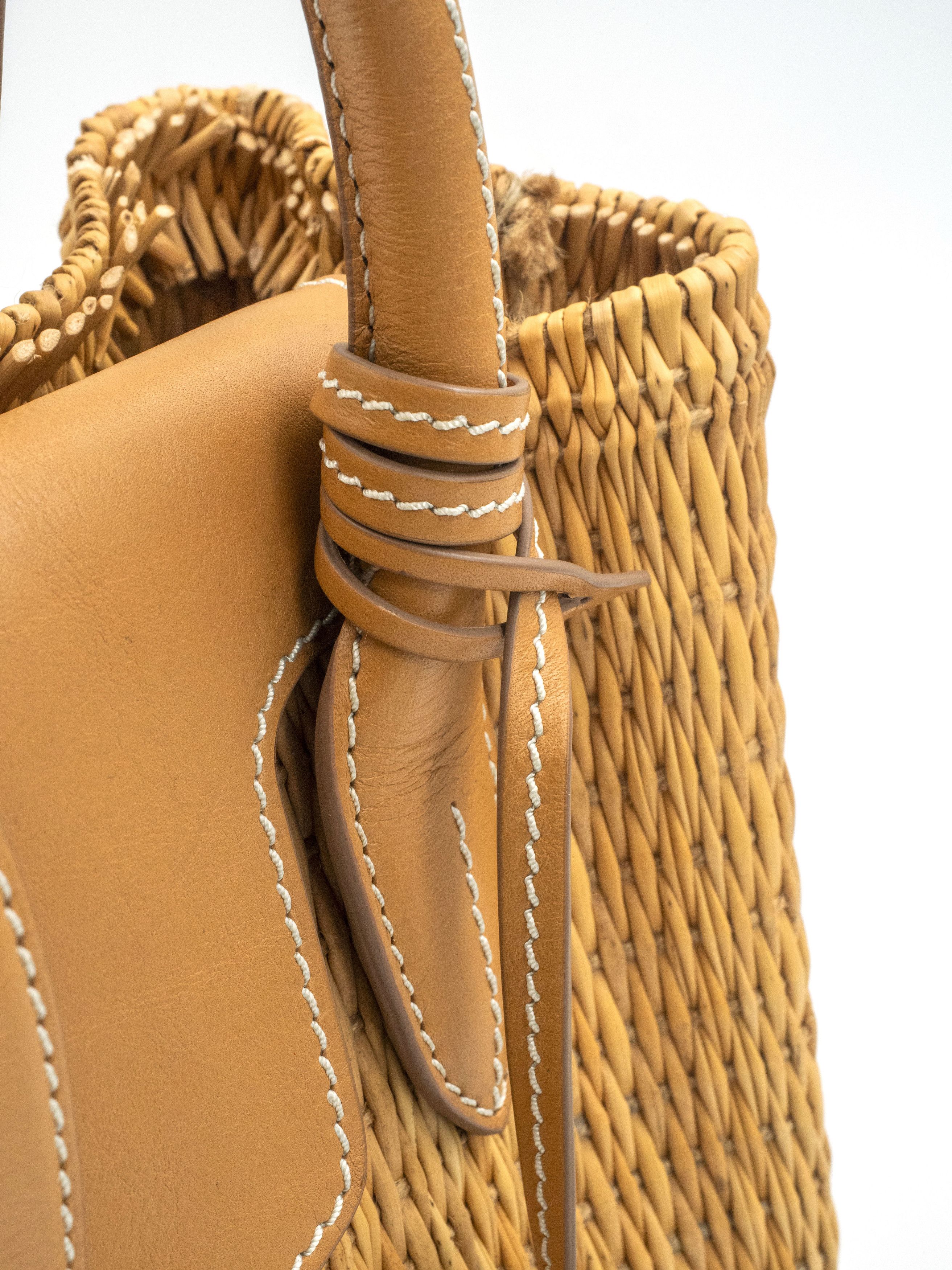 Ermanno Scervino Woven Tote Bag With Leather Handle And Embossed Luggage Tag Size ONE SIZE - 10 Thumbnail