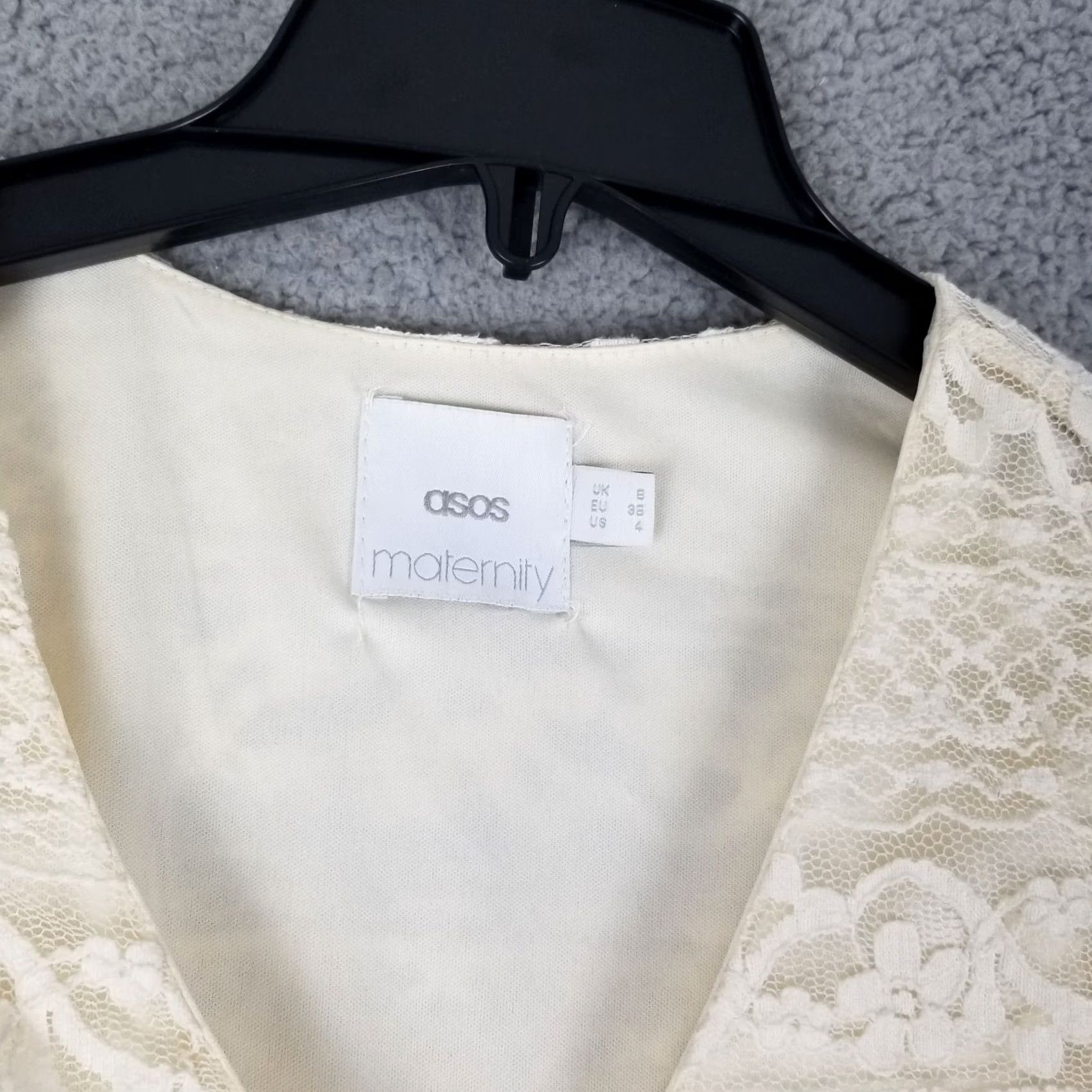 Asos ASOS Women's Maternity Lace Midi Dress Lined Short Sleeve Floral Ivory Size 4 Womens Size S / US 4 / IT 40 - 2 Thumbnail