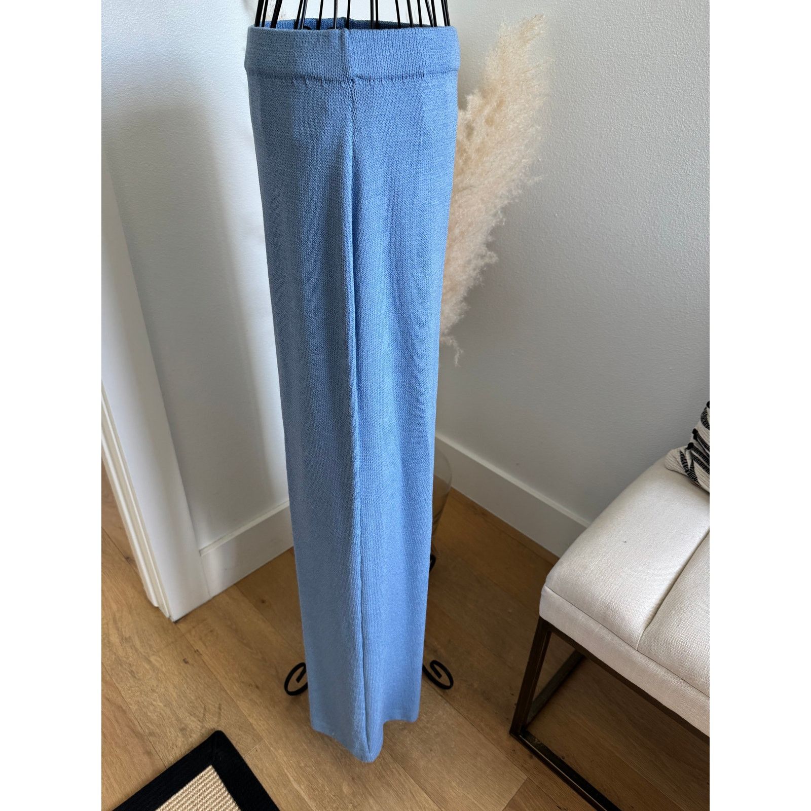 St. John St. John Collection Blue Santana Knit Wide Leg Pull-On Pants Size 32" / US 10 / IT 46 - 4 Thumbnail