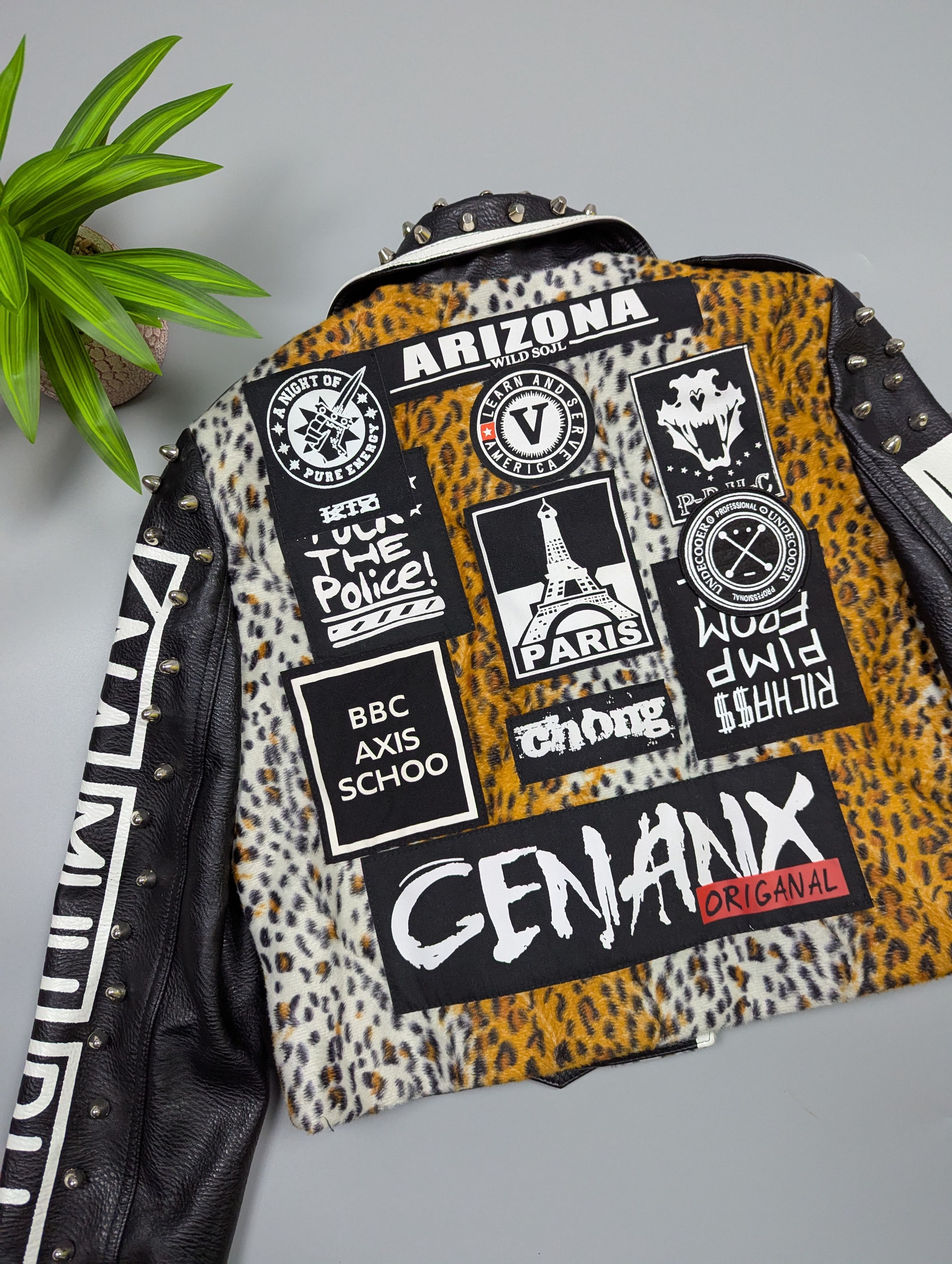 Hysteric Glamour Y2K Punk Rock Studded Graffiti Jacket Biker Leather Style Size M / US 6-8 / IT 42-44 - 18 Thumbnail