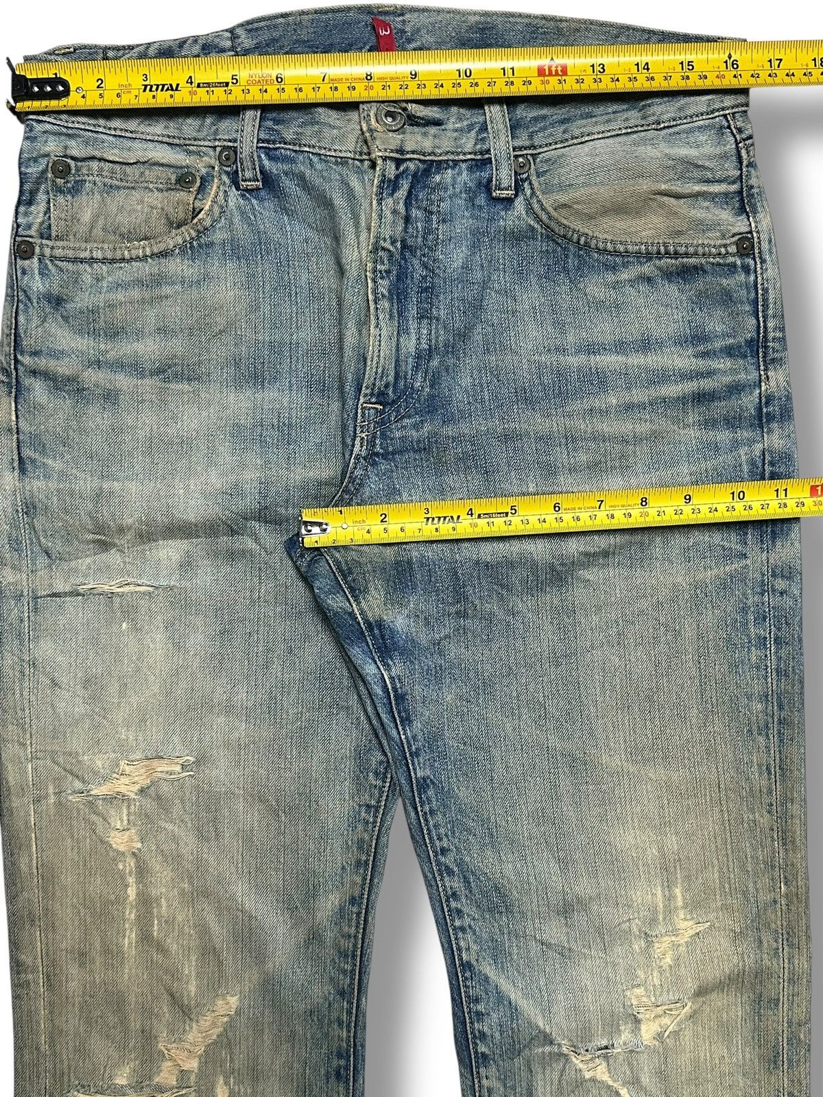 Uniqlo Uniqlo UJ Straight Leg Japan Jean Distressed & Mudwash Faded Size US 33 - 18 Thumbnail