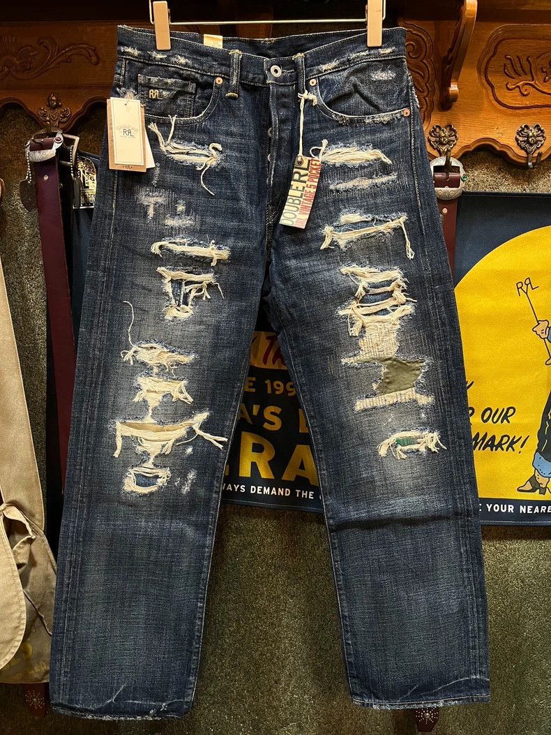 RRL Ralph Lauren RRL Ralph Lauren Knife cut patch damages Niuwang jeans Size US 32 / EU 48 - 1 Thumbnail