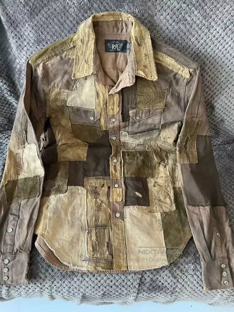 RRL Ralph Lauren RRL Ralph Lauren Men's mud-dy dyed patchwork shirt Size US M / EU 48-50 / 2 - 1 Thumbnail