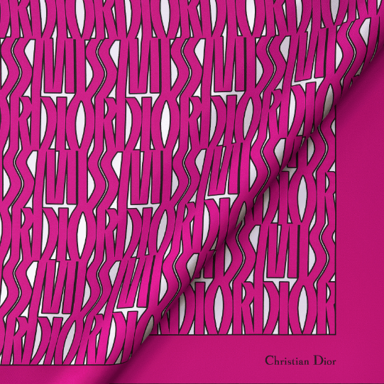 Dior o1w1db10625 Size : OS / Square Scarf in White/Fuchsia Size ONE SIZE - 4 Thumbnail