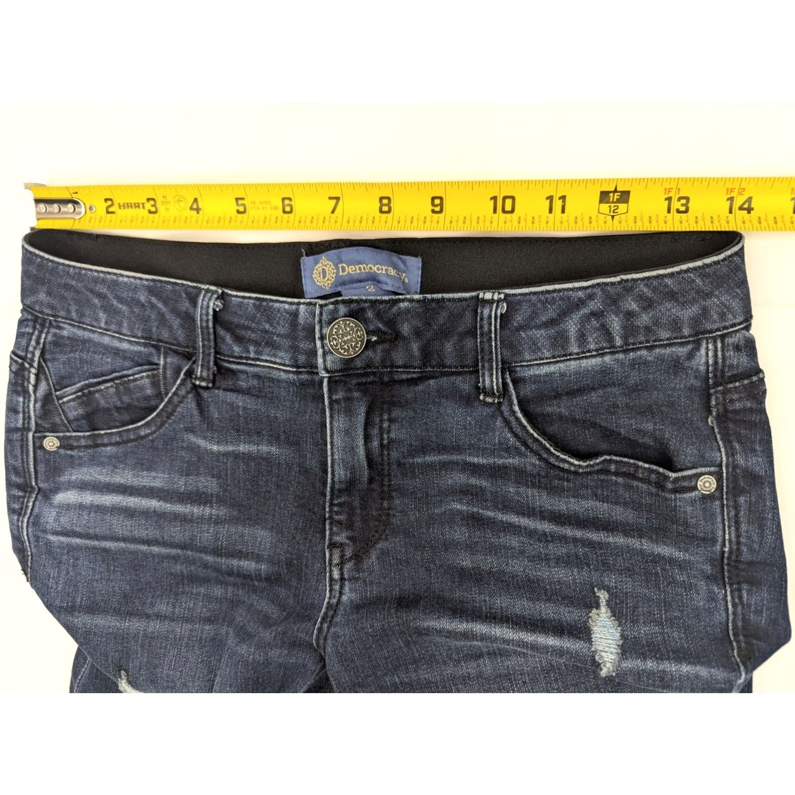 Vintage Democracy Jeans Dark Wash Straight Leg 28x28 Women Stretch Regular 2 Blue Denim Size 26" / US 2 / IT 38 - 5 Thumbnail