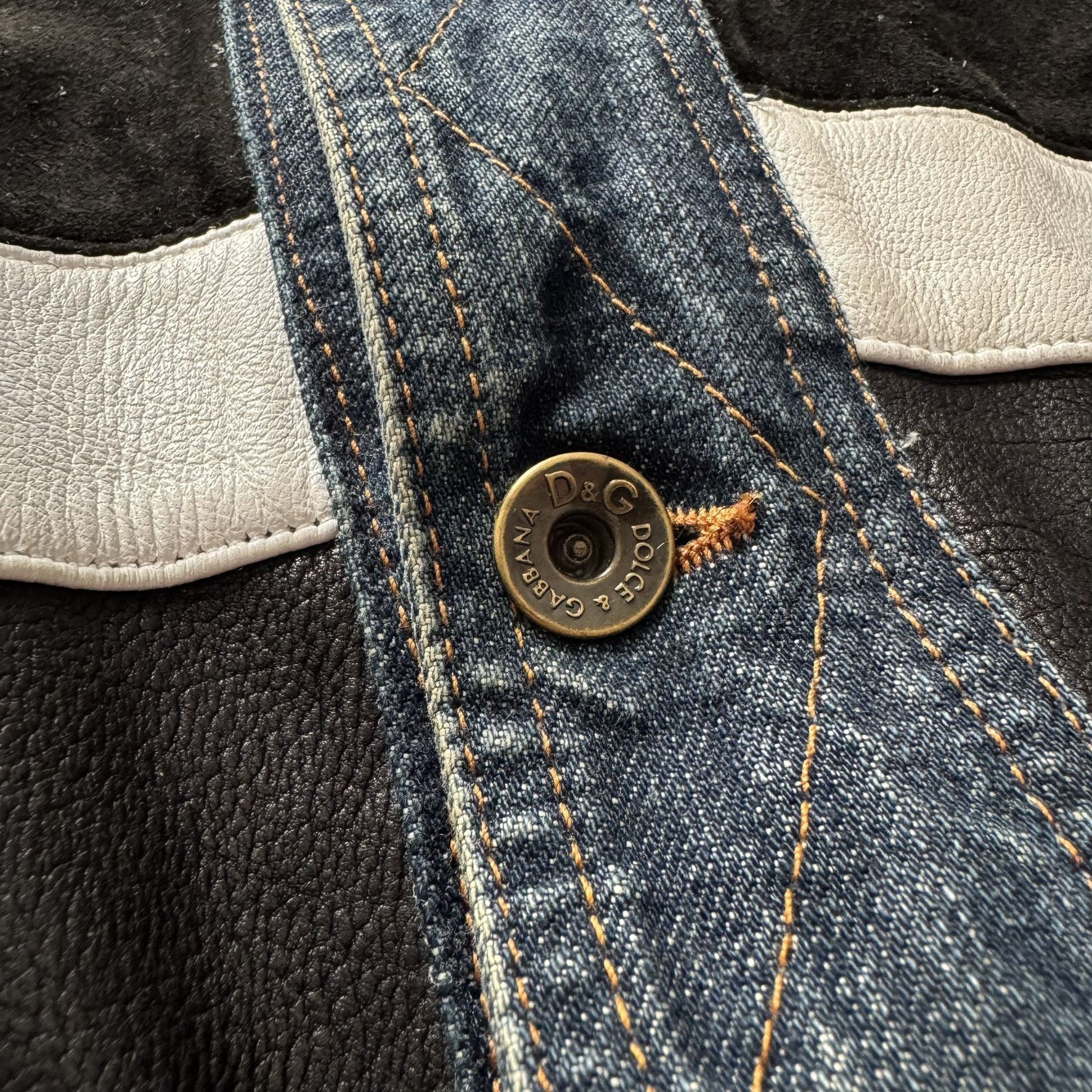 Dolce & Gabbana × Grailed Dolce&Gabbana Denim Jacket Jeans RARE D&G Leather Size US L / EU 52-54 / 3 - 4 Thumbnail