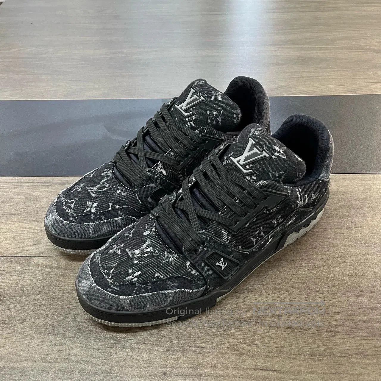 Louis Vuitton LV Trainer Black Denim Sneakers Size 44. Size US 10 / EU 43 - 1 Thumbnail