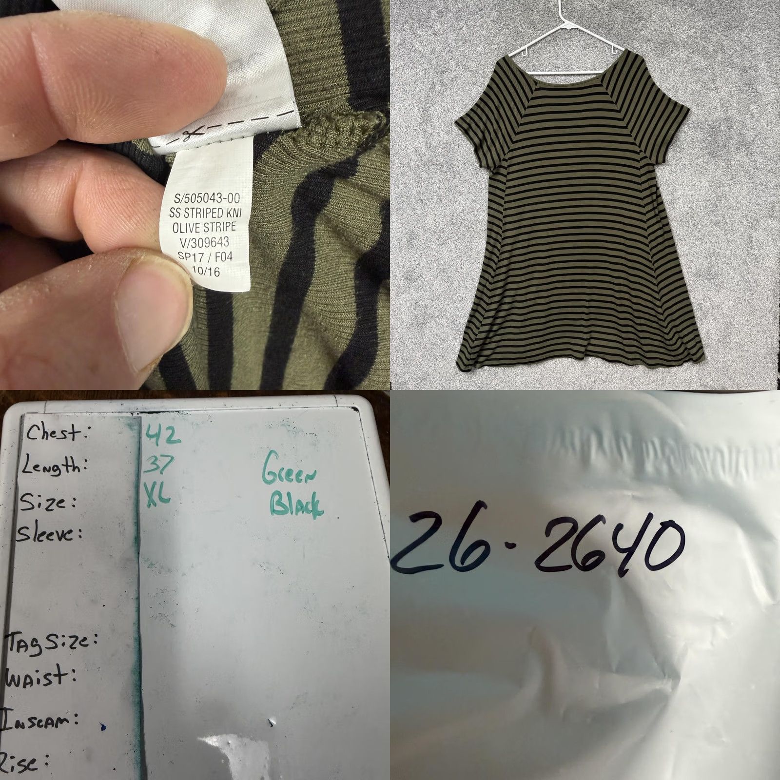 Old Navy Old Navy T-Shirt Dress XL Olive Green Striped Knit Scoop Neck Raglan Short Sleeve Casual Summer Womens Size XL / US 12-14 / IT 48-50 - 8 Thumbnail