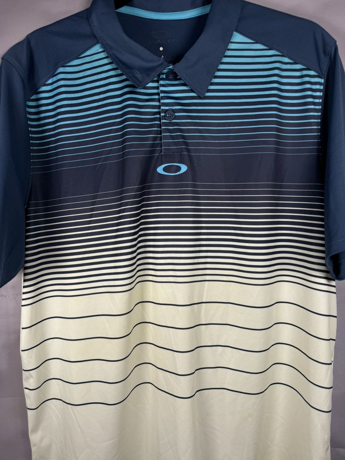 Oakley × Vintage Vintage Oakley Center Logo Stripped Blue Men’s Polo Shirt Size US L / EU 52-54 / 3 - 4 Thumbnail