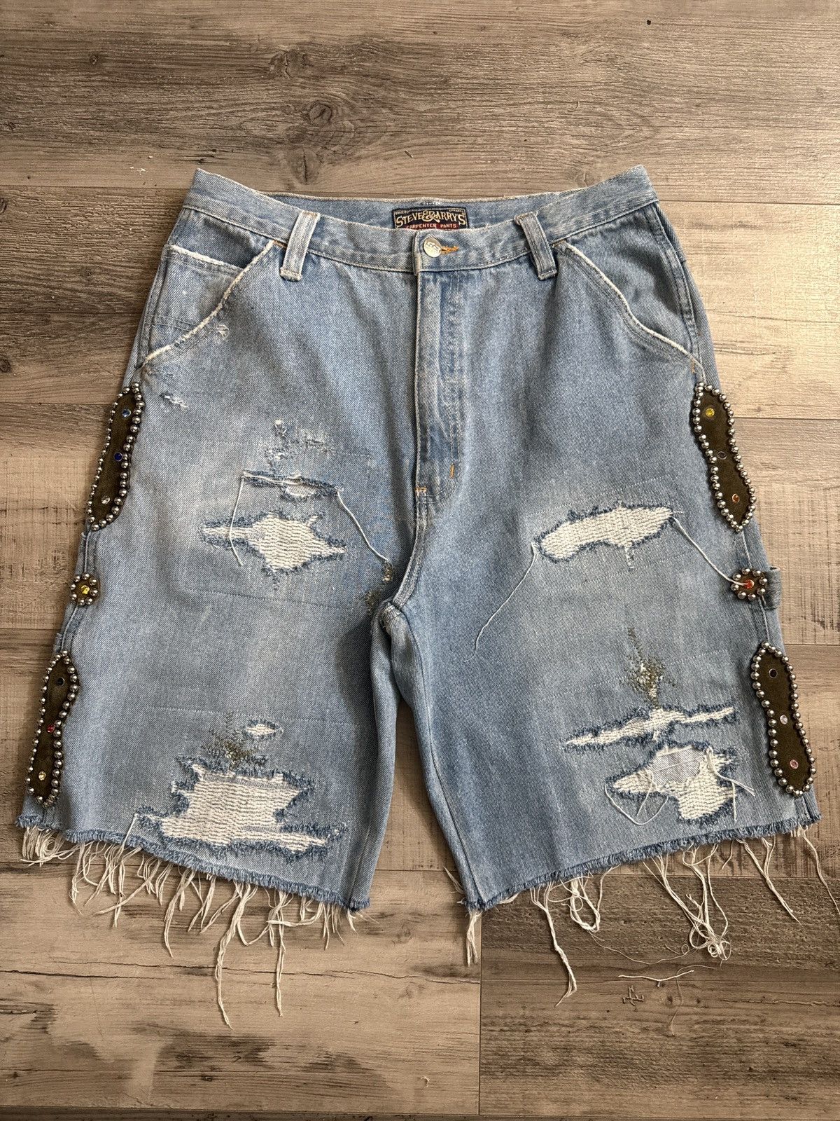 Japanese Brand Kapital Inspired Studded Work Shorts Size US 32 / EU 48 - 13 Thumbnail