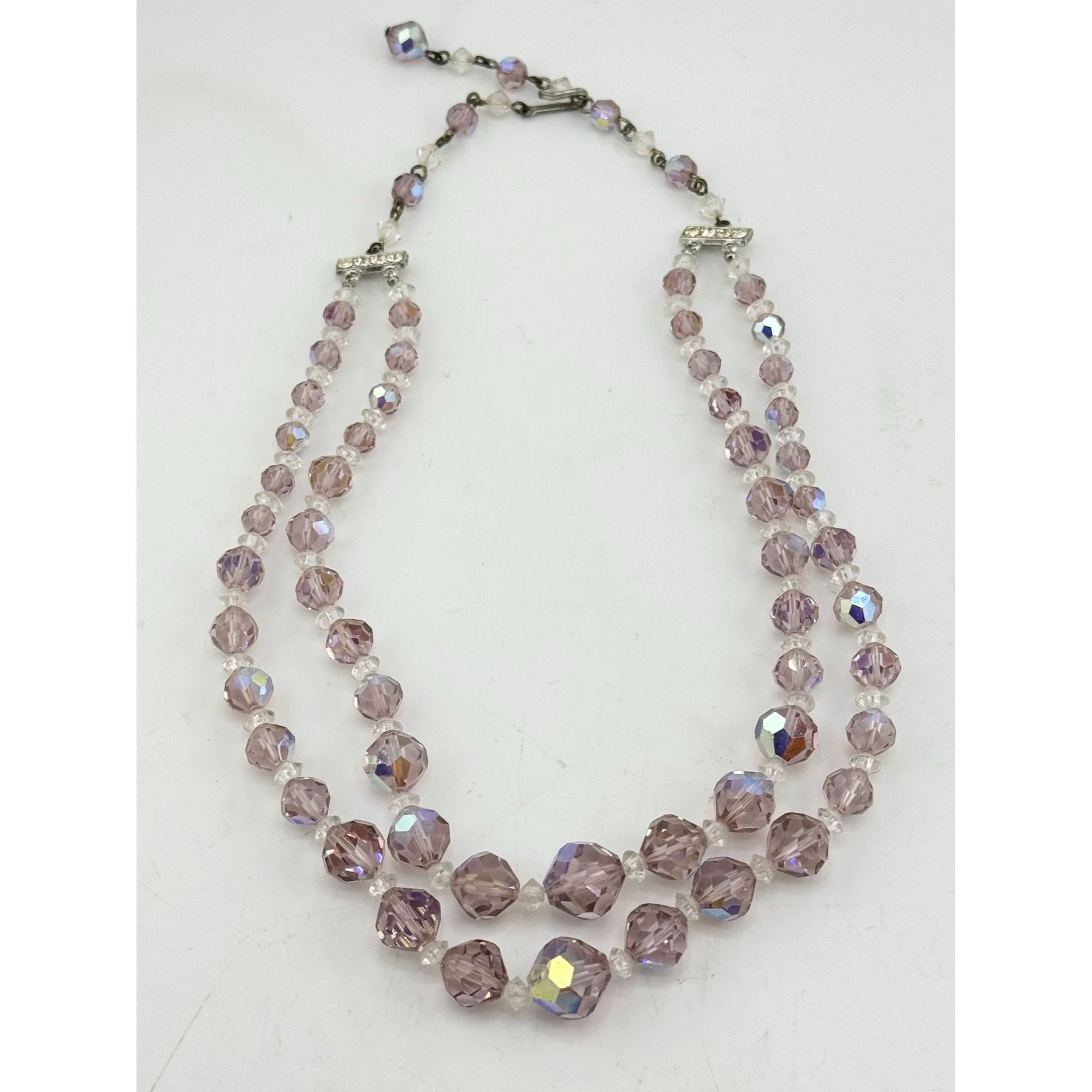 Vintage Vintage purple crystal beaded double strand necklace Size ONE SIZE - 1 Thumbnail