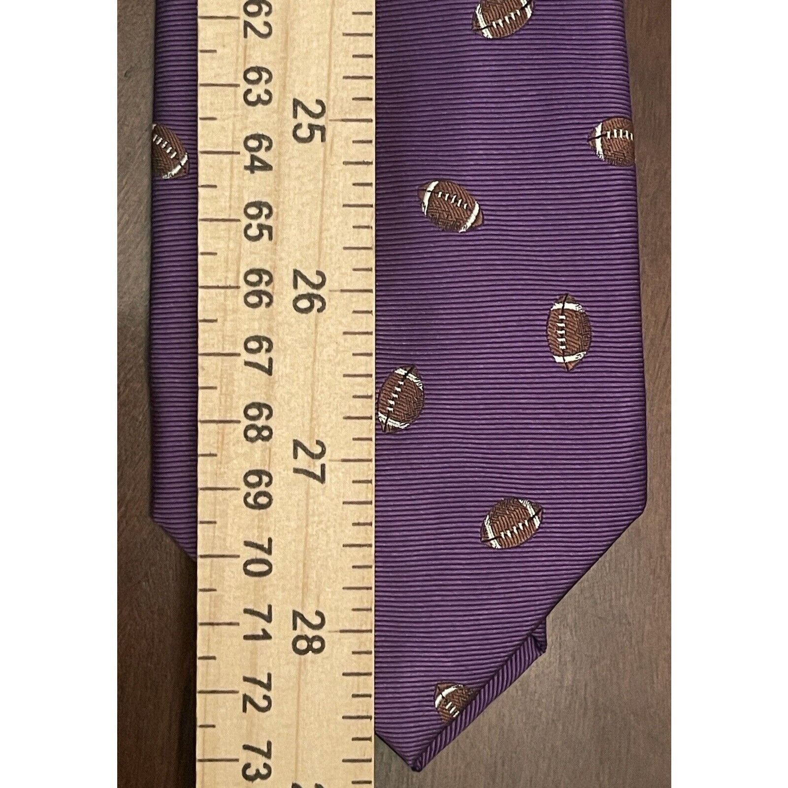 Chaps Chaps Purple Brown 100% Silk Made In China Football Print Size ONE SIZE - 5 Thumbnail