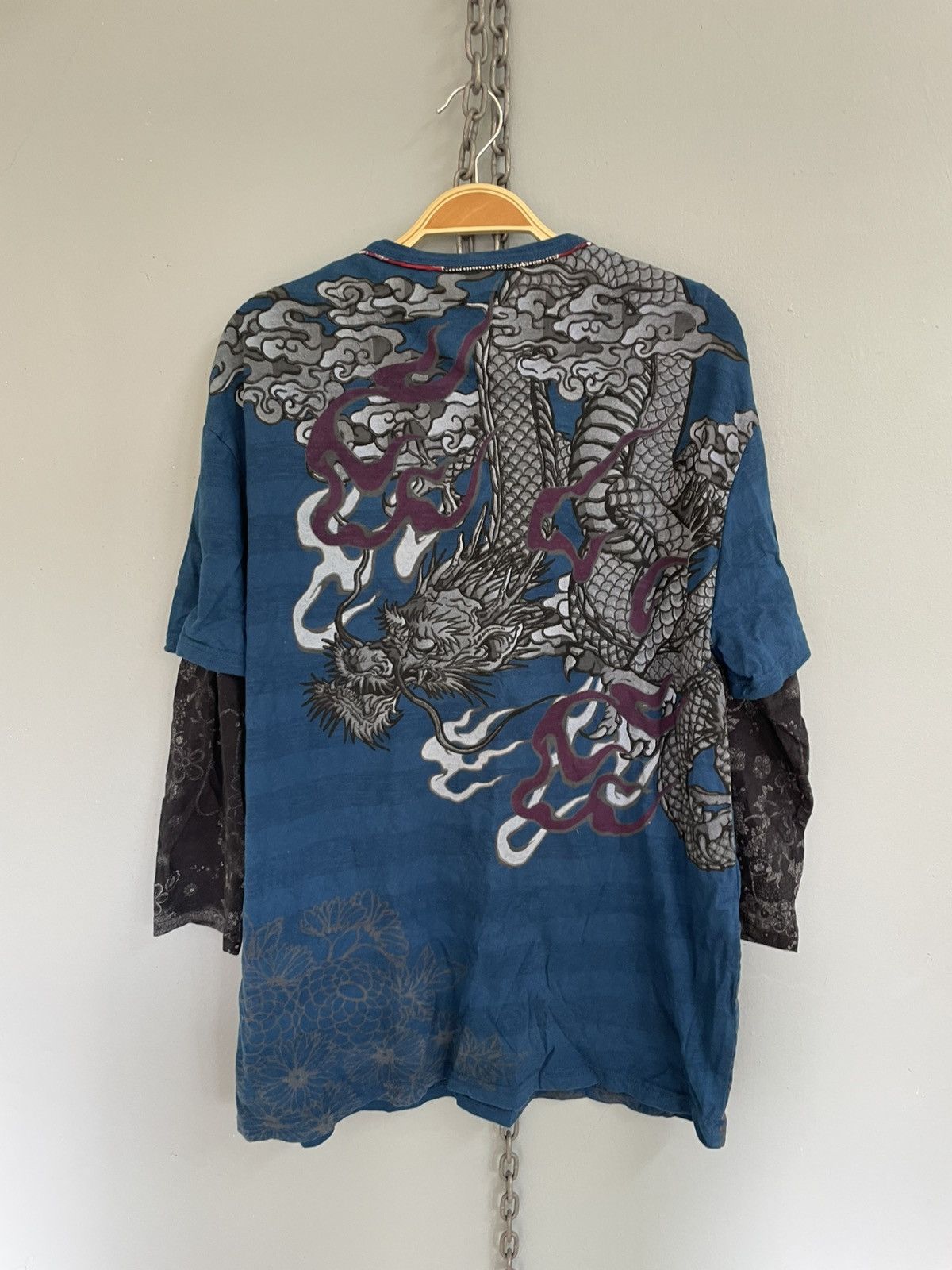 Japanese Brand Japanese traditional dragon embroidery t shirt Size US XL / EU 56 / 4 - 2 Thumbnail