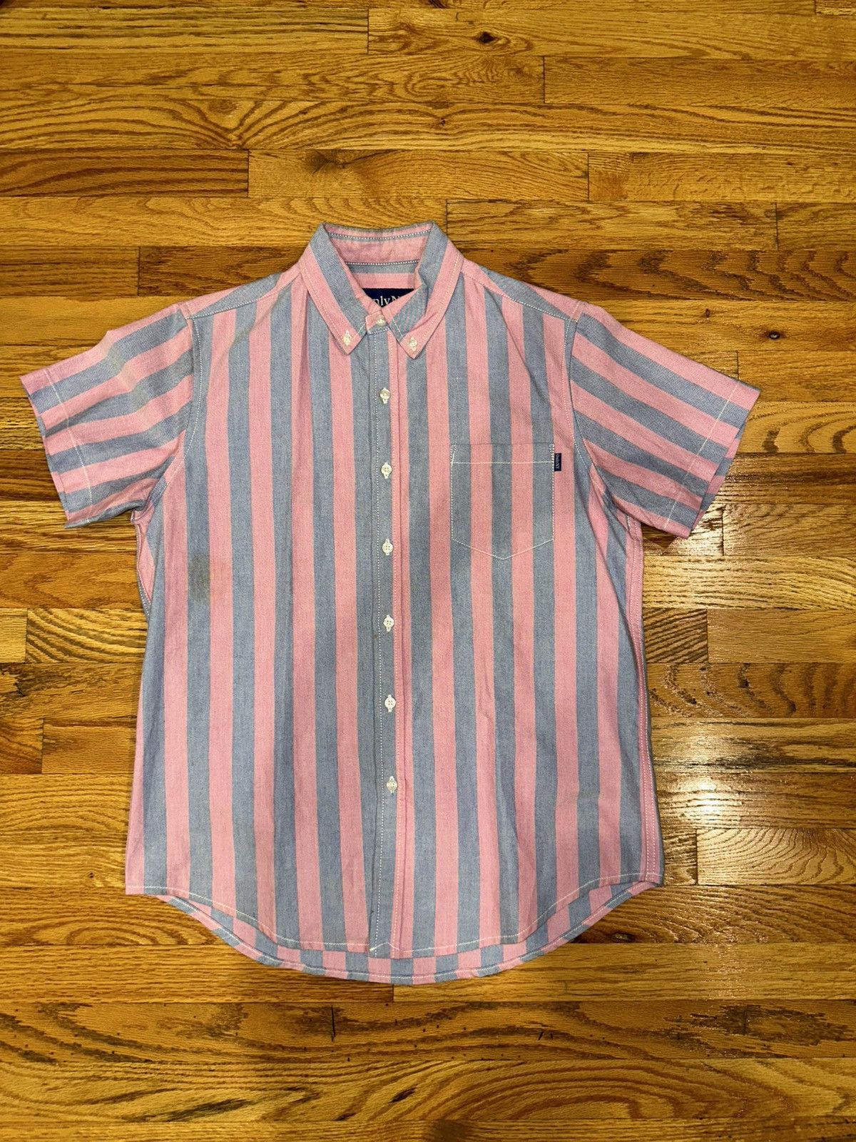 Only NY Only NY Striped Short Sleeve Button Up size Small ( Size US S / EU 44-46 / 1 - 1 Thumbnail