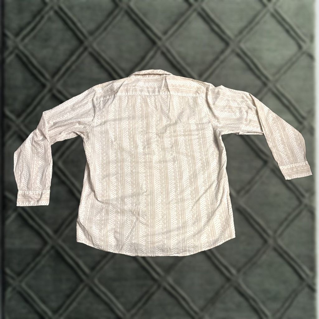 American Eagle Outfitters American Eagle Mens Button-Up Shirt XXL Vintage Slim L/S Beige Print Size US XXL / EU 58 / 5 - 1 Thumbnail
