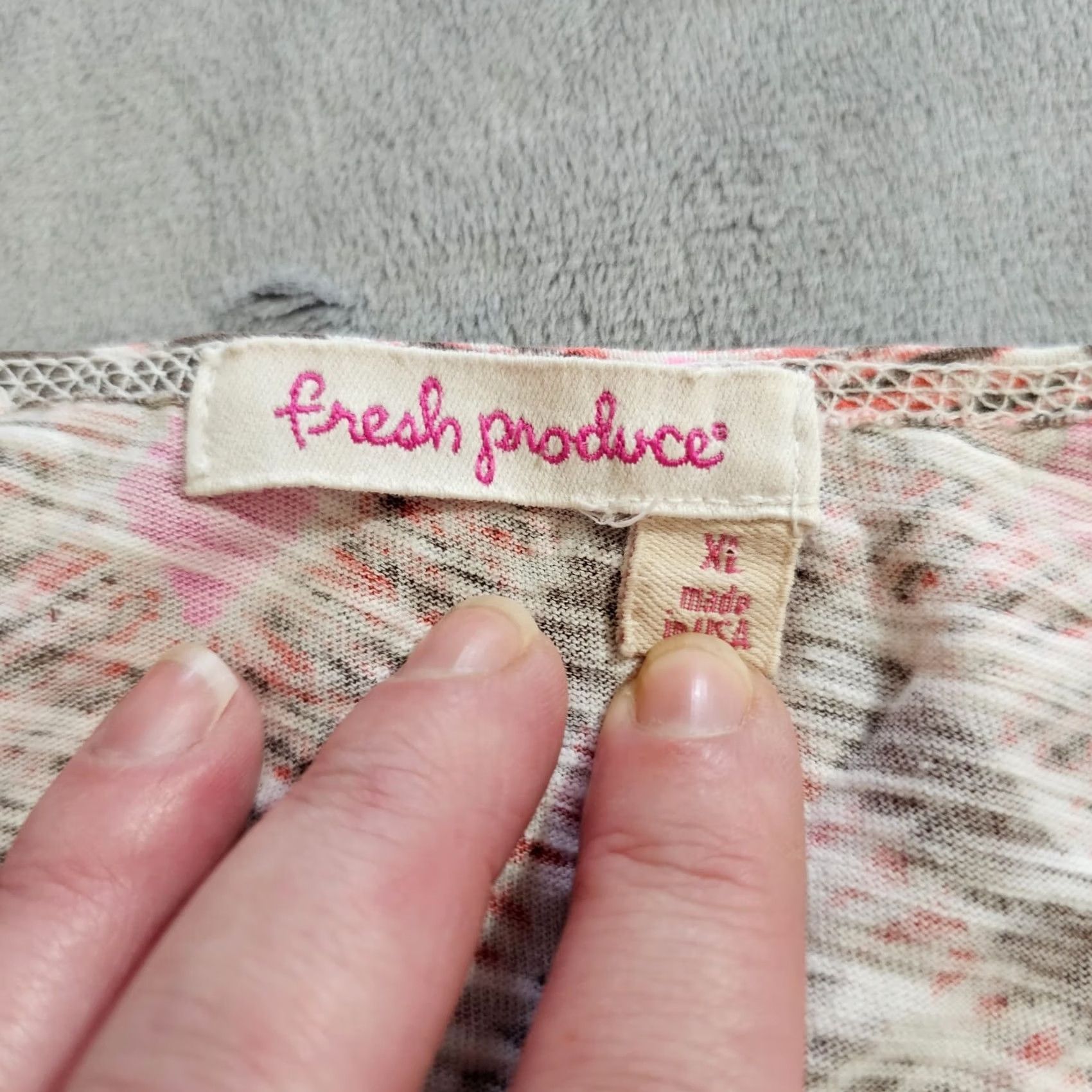 Pinko Fresh Produce Top Shirt Womens XL Pink Brown Short Sleeve Flowy Pockets Casual Size XL / US 12-14 / IT 48-50 - 3 Thumbnail