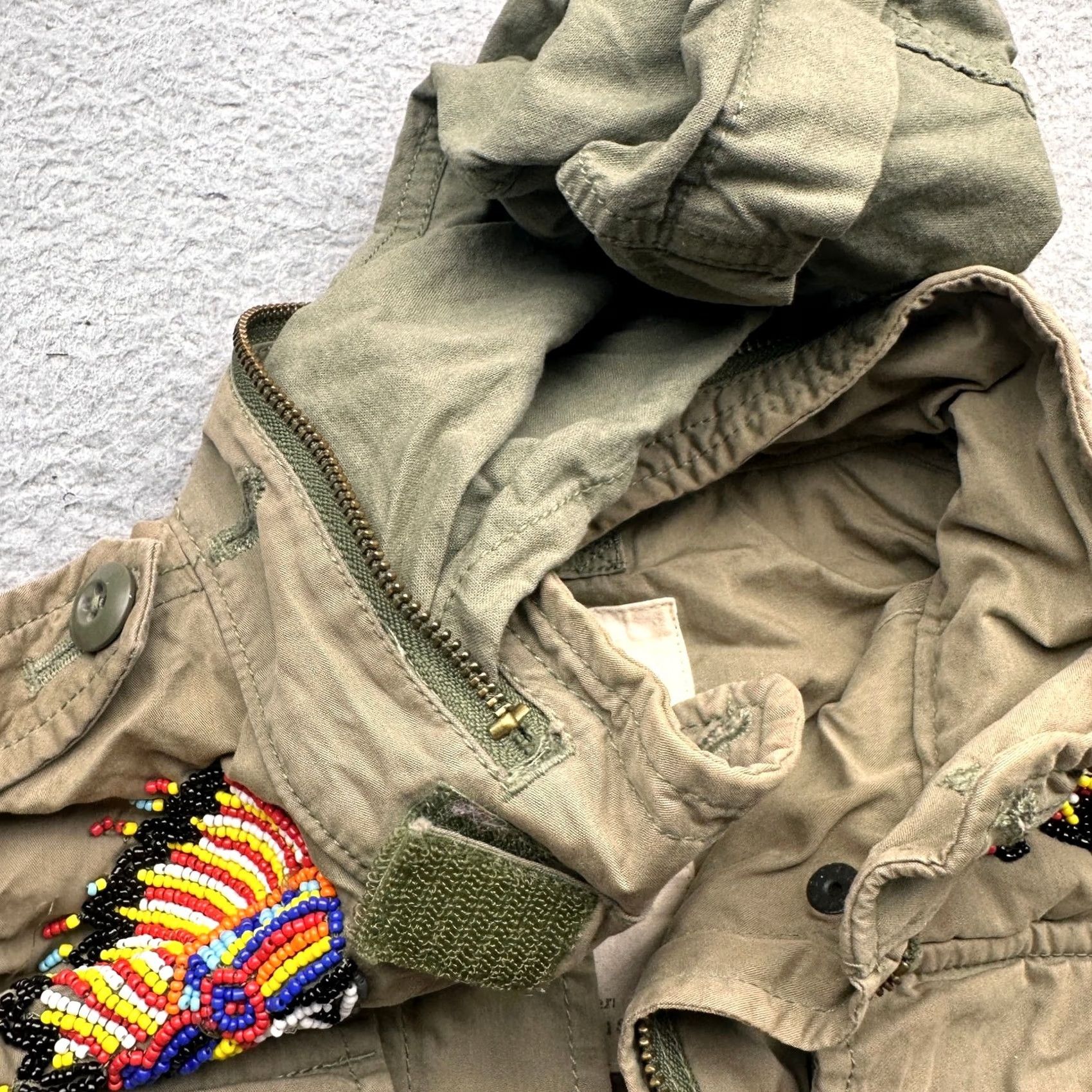 Vintage VINTAGE Denim & Supply Ralph Lauren Military Field Jacket Womens XS Hooded Beaded Embroidery Green Southwestern Mens? Size XS / US 0-2 / IT 36-38 - 7 Thumbnail