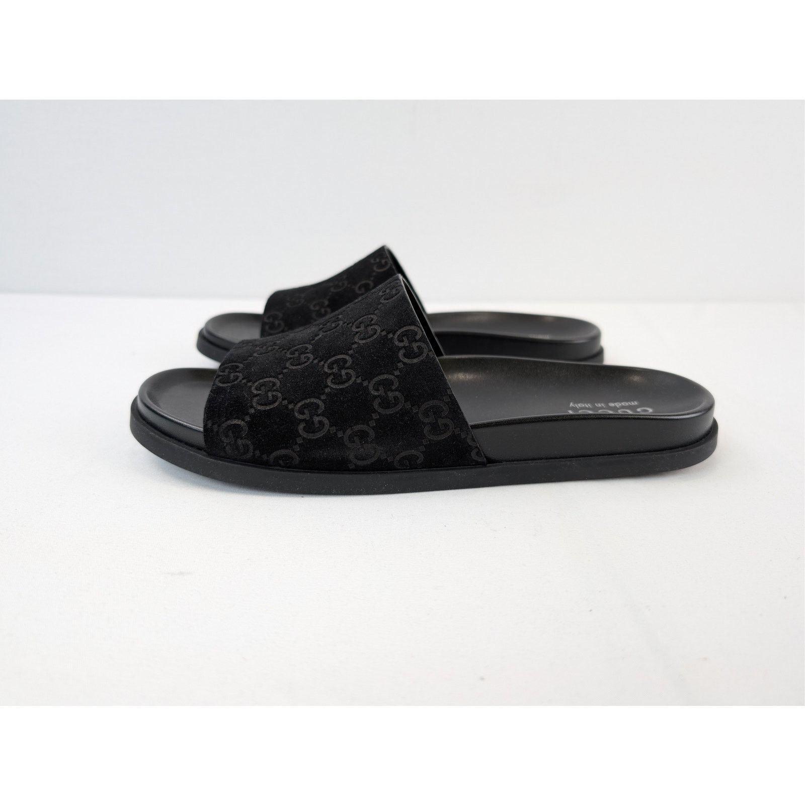 Gucci o1rshd1 Luxury Suede GG logo Slipper Slide Slider in Black Size US 7.5 / EU 40-41 - 10 Thumbnail