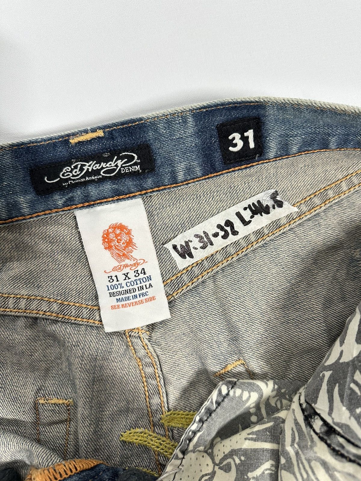 Ed Hardy Ed Hardy Denim Jeans Tattered Embroidered Logo✨⭐️✨✨⭐️⭐️ Size US 32 / EU 48 - 5 Thumbnail