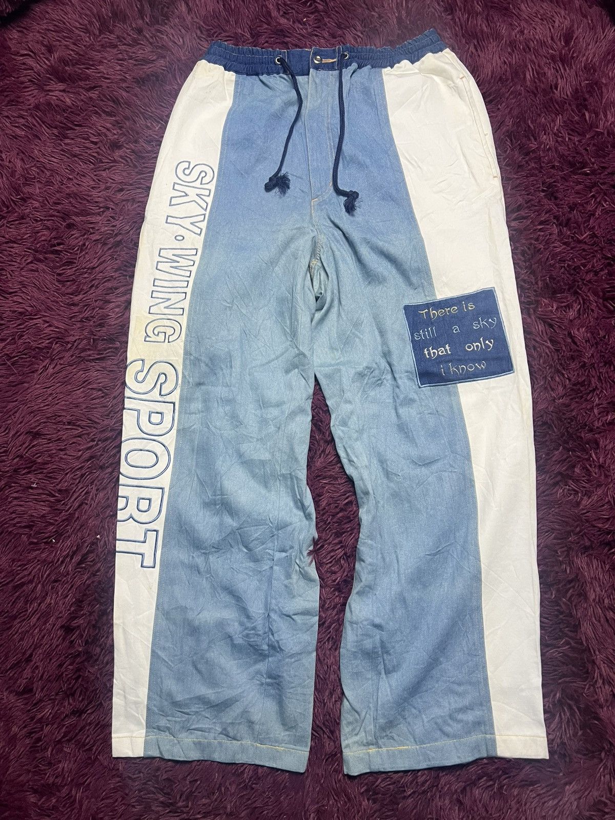Beauty Beast Vtg Sky Wing Sport Patchwork Denim Pants (45) Size US 29 - 1 Thumbnail