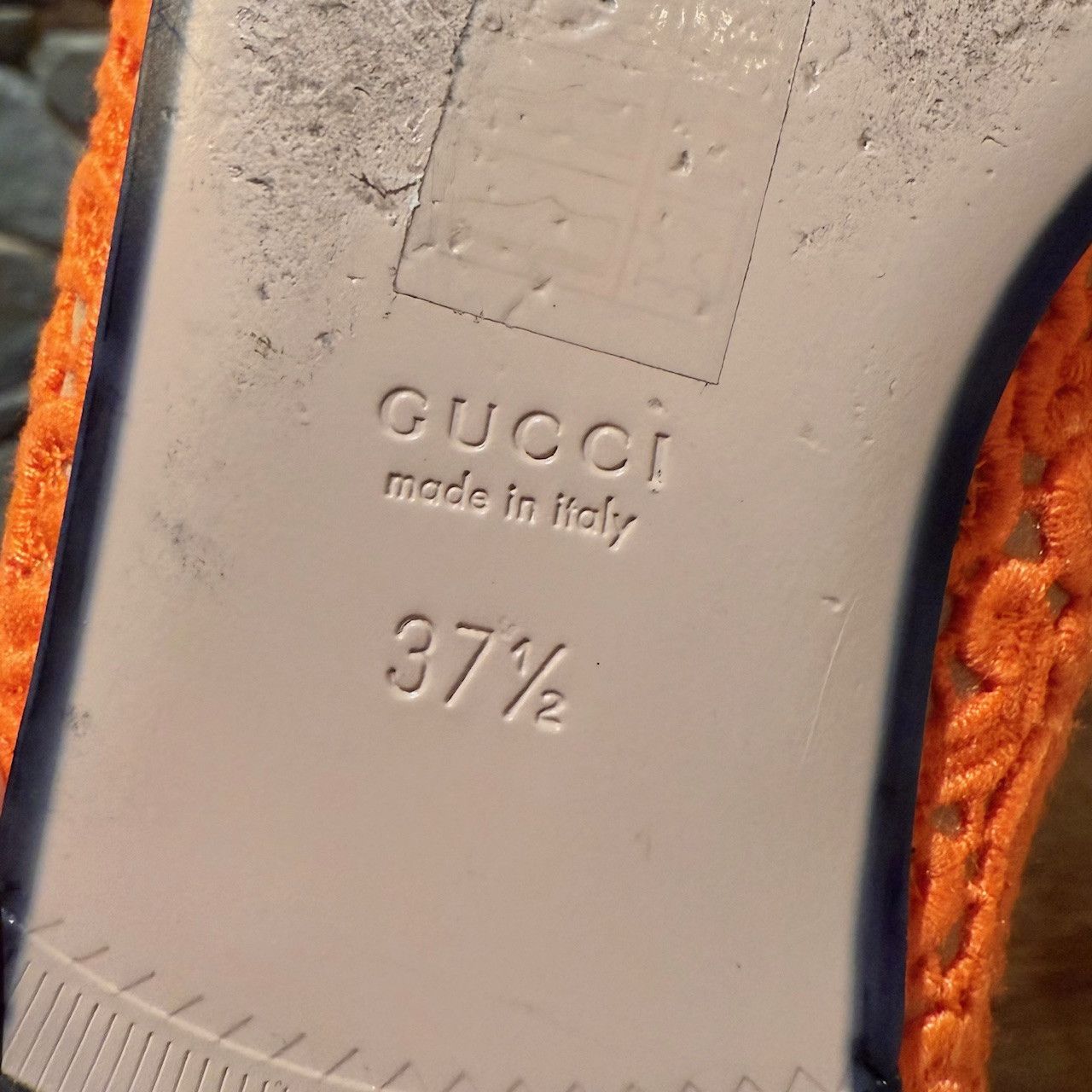Gucci Gucci Neon Orange Lace Princetown Slippers Size US 7.5 / IT 37.5 - 10 Thumbnail