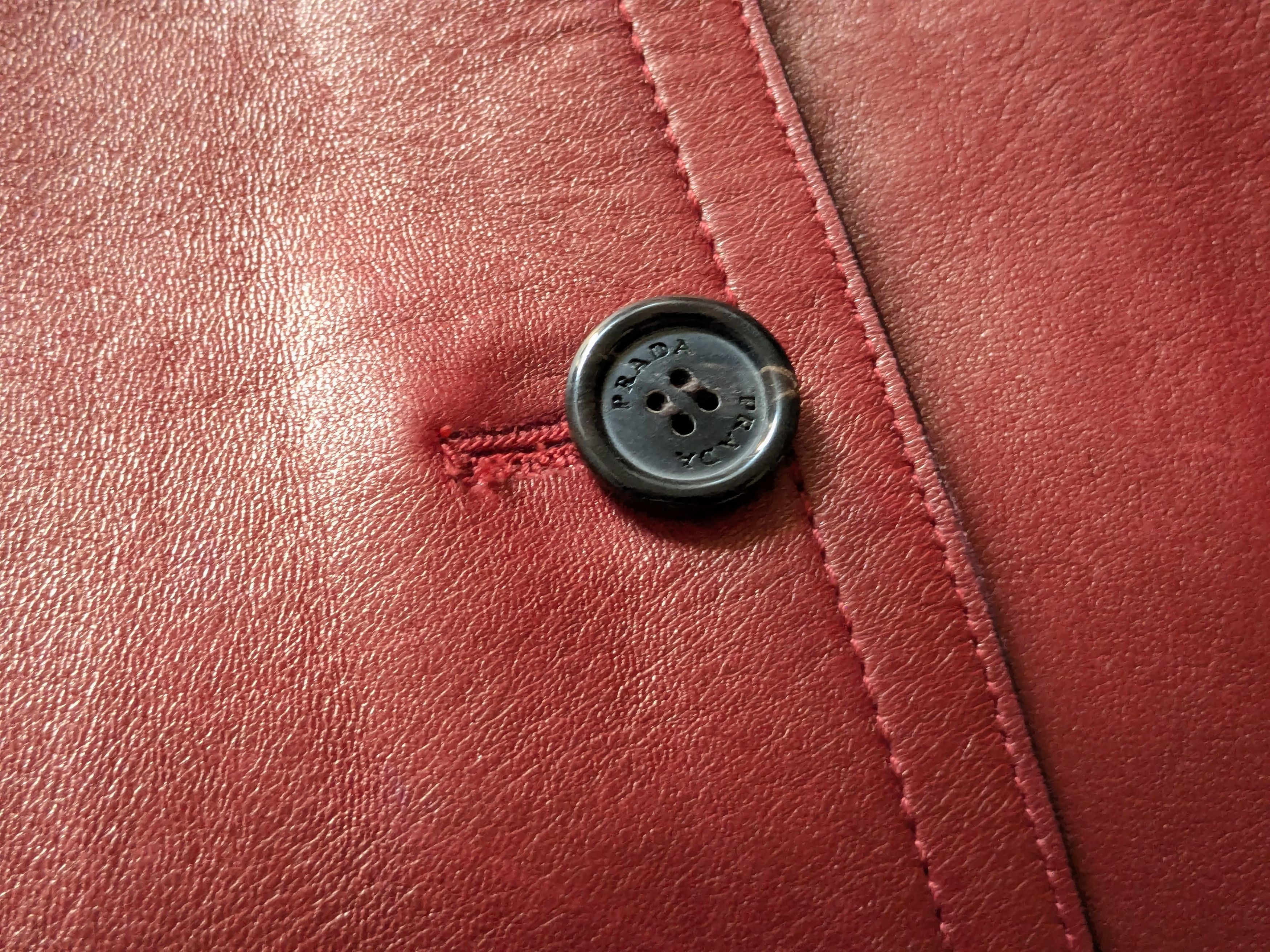 Prada Prada Leather Jacket Red 44 Button Blazer Coat Size M / US 6-8 / IT 42-44 - 5 Thumbnail